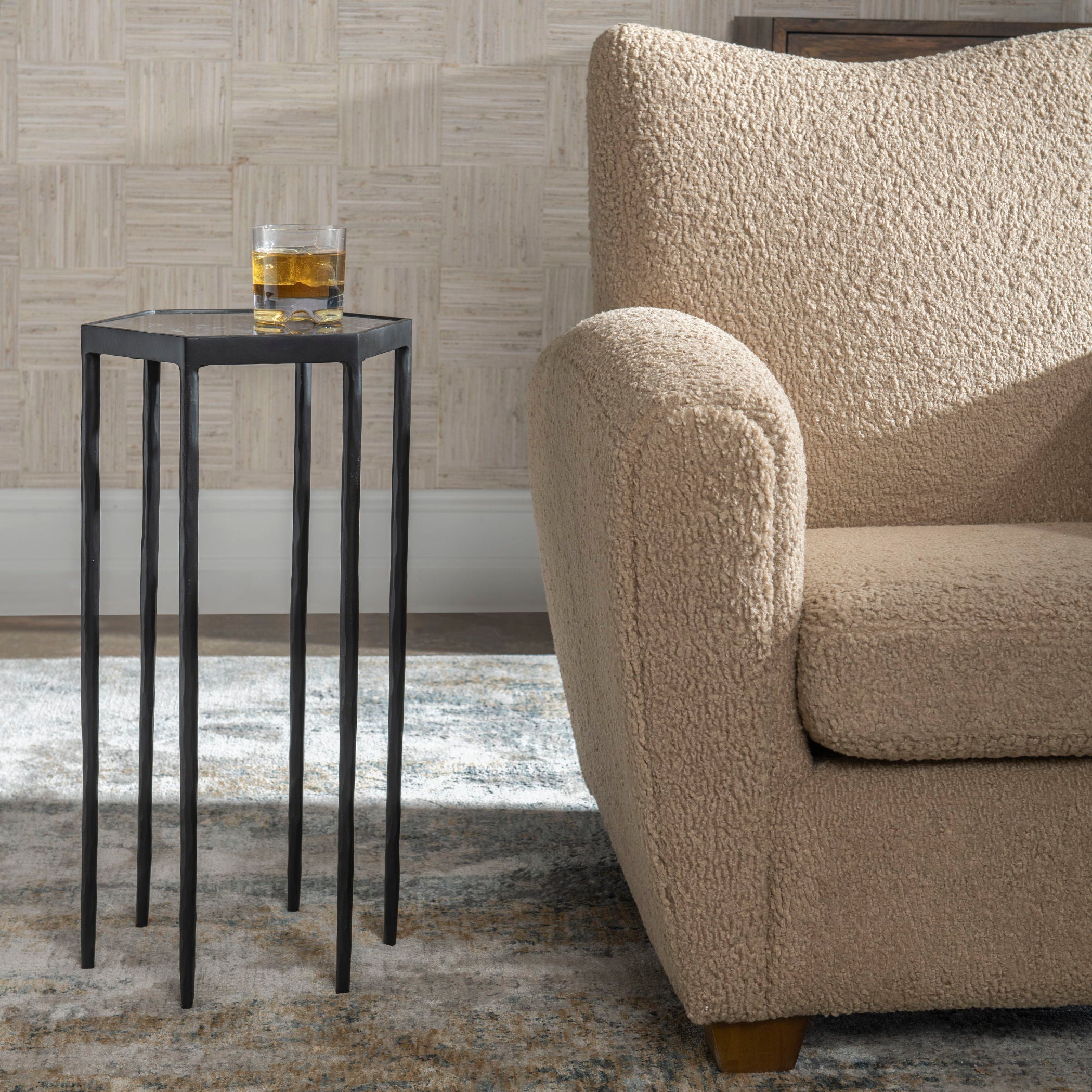 Hexagonal Accent Table - Modern Geometric Side Table for Living Room, Bedroom & Patio - Stylish Home Decor & Functional Furniture Piece