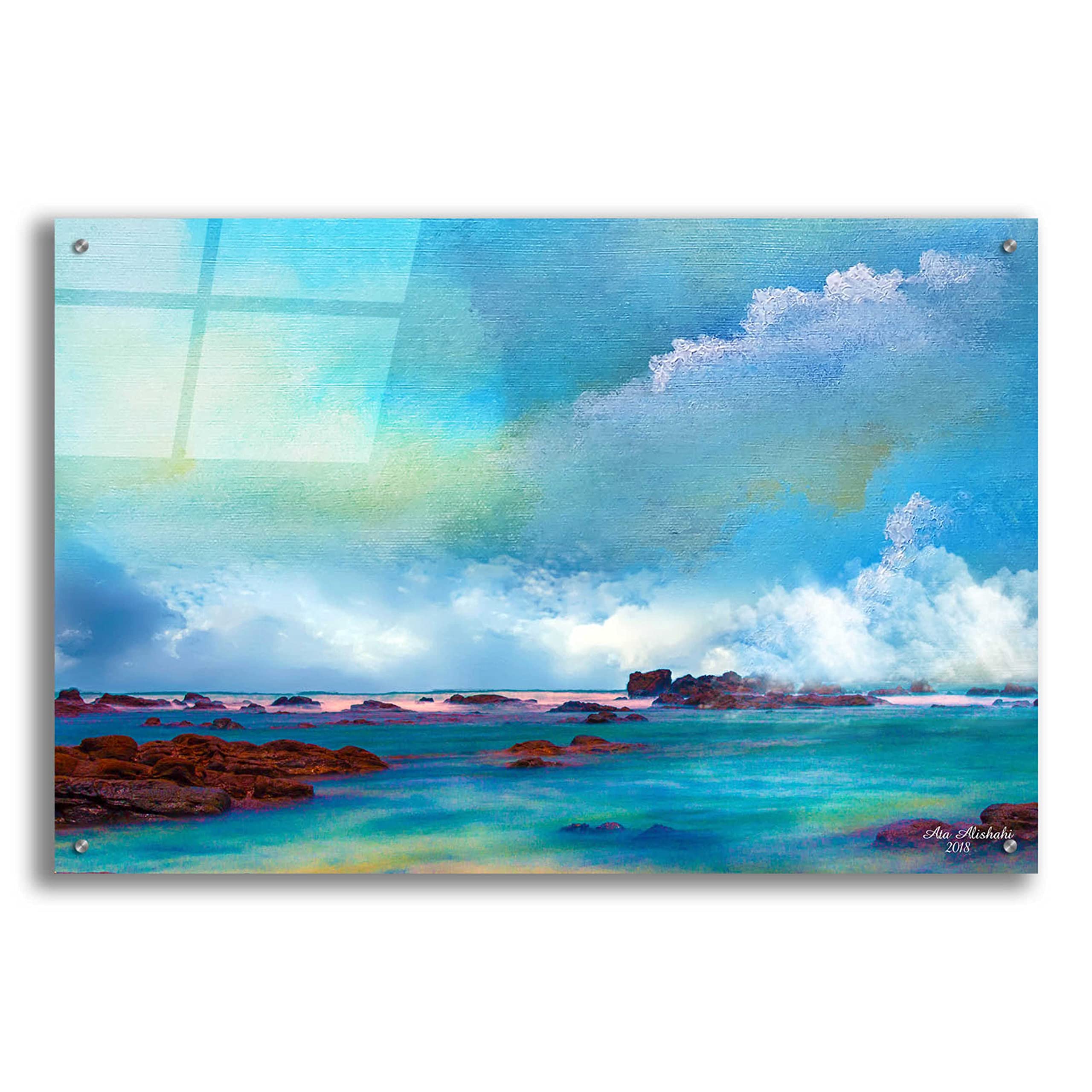 Epic 'Water and Sky' Acrylic Glass Wall Art by Ata Alishahi - 36x24 Inches Modern Home Decor for Living Room, Bedroom & Office