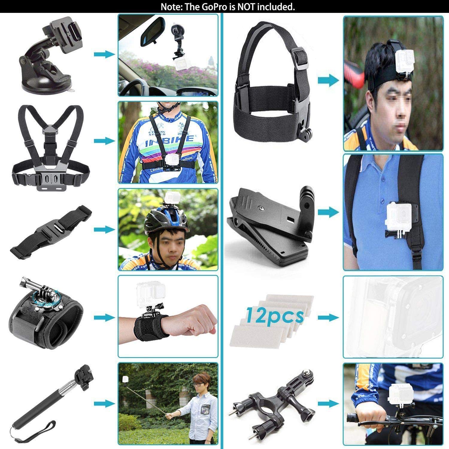 Navitech 60-in-1 Action Camera Accessories Kit with Durable EVA Case - Compatible with Crosstour CT8500 4K Waterproof Sports Camera | Perfect for Diving, Skiing, Cycling & Outdoor Adventures