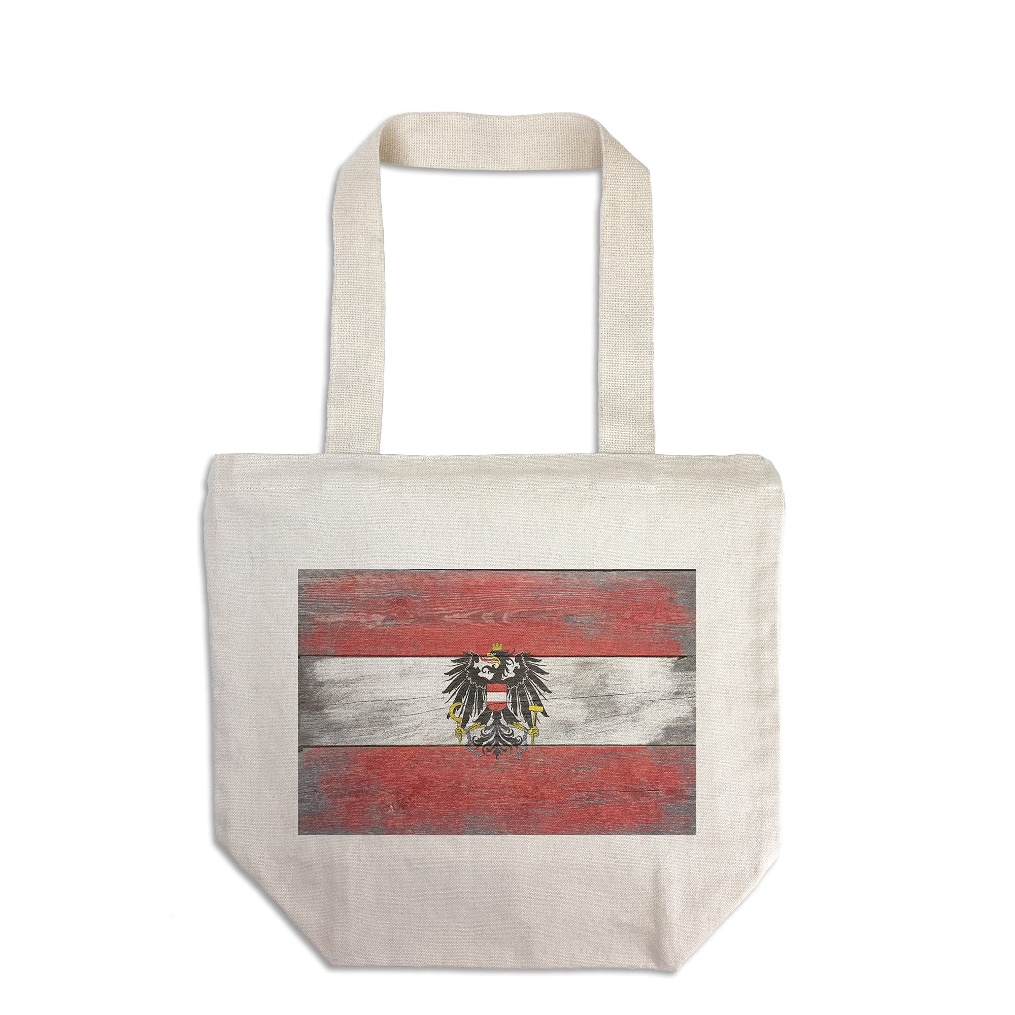 Lantern Press Austria Rustic Country Flag Tote Bag - 100% Cotton Canvas Reusable Shopping Bag for Groceries, Beach & Travel