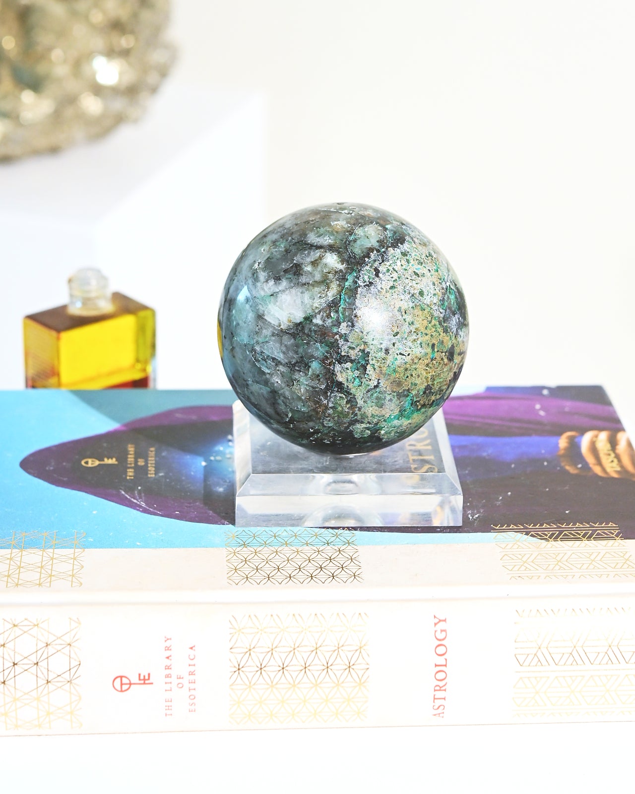 Natural Chrysocolla Crystal Sphere 3.7 Inch (94mm) - Healing Stone for Meditation, Home Decor & Energy Work
