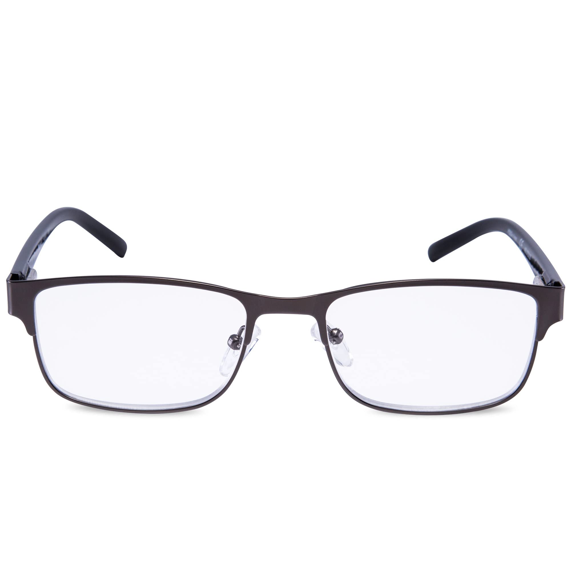 Premium EYEGUARD Readers - Metal Deluxe Rectangular Reading Glasses for Men (+4.00 Strength) | Stylish & Durable for Office, Reading & Computer Use