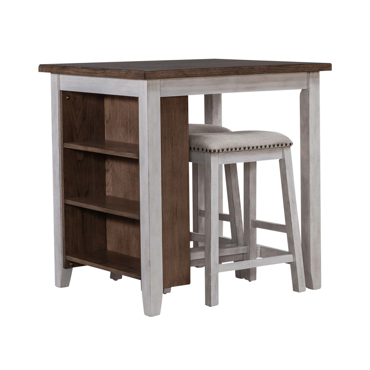 Stylish Two-Tone 3-Piece Counter Height Dining Set - Modern Kitchen Bar Stools & Table for Small Spaces - Perfect for Breakfast Nook, Apartment, or Coffee Bar Setup