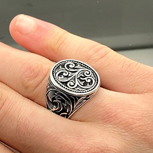 925k Silver Ottoman Men's Ring - Handmade Turkish Jewelry with Intricate Embroidery - Perfect Gift for Him & Her - Ideal for Weddings, Anniversaries & Special Occasions