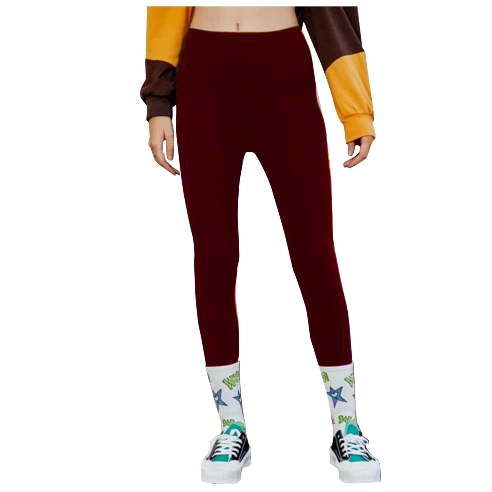 Women's Plush Workout Winter Leggings - Soft Elastic Cotton Pants for Yoga, Running & Home Comfort - Warm Fleece-Lined Trousers for Fall & Winter