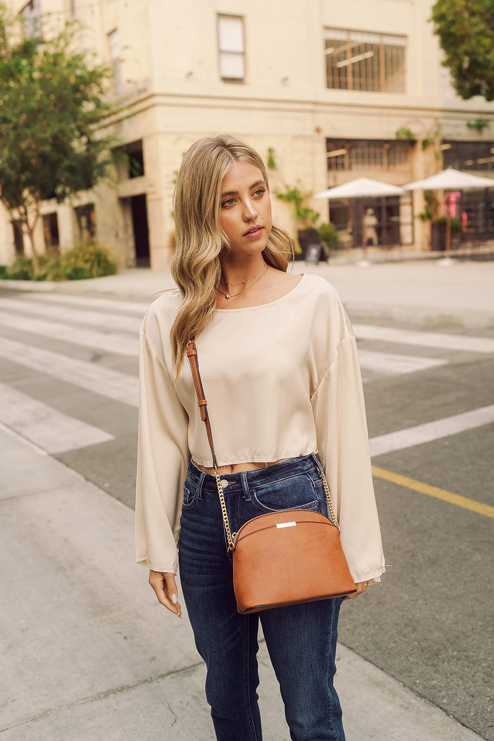Stylish Faux Leather Mini Dome Crossbody Bag with Chain Strap - Perfect for Women's Casual Outfits, Date Nights & Travel Accessories