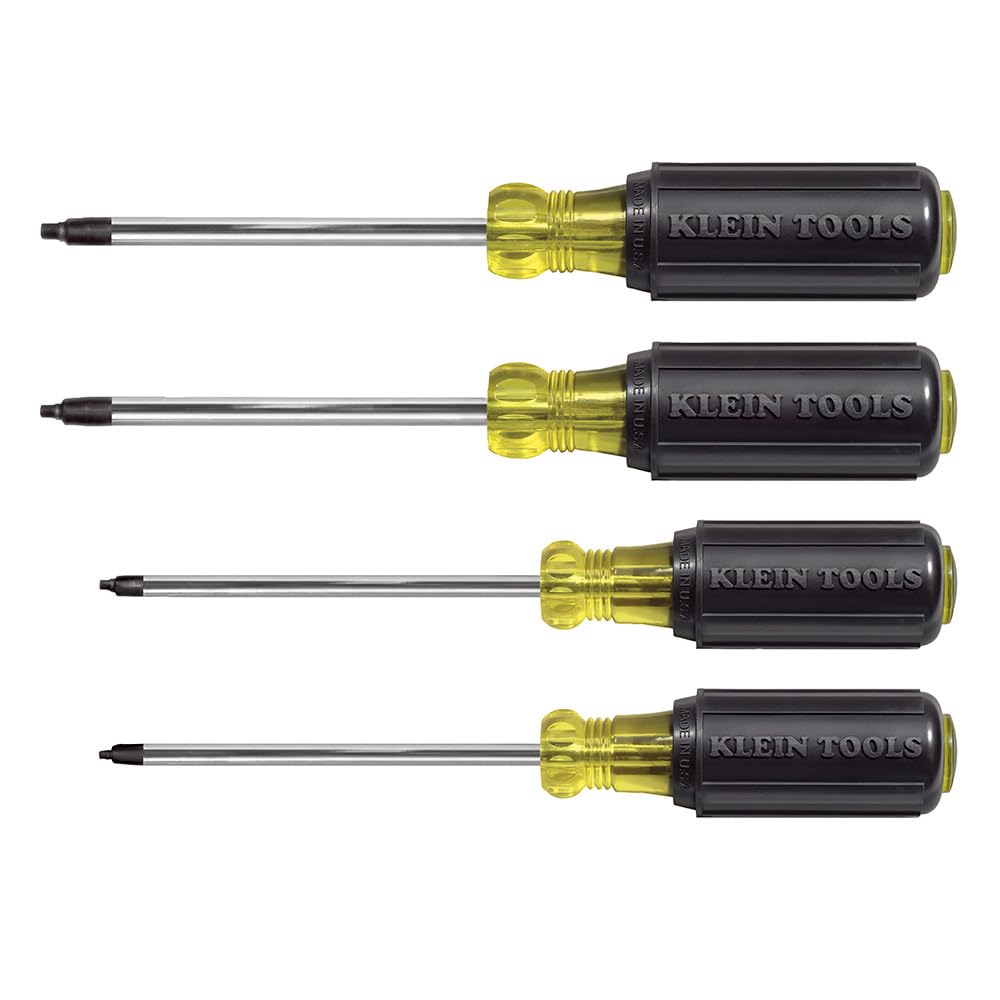 Klein Tools 85664 4-Piece Square Recess Screwdriver Set - Perfect for Electrical Work, DIY Projects & Home Repairs