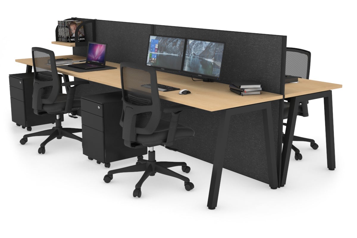 Horizon Quadro 4-Person Office Workstation Bench with A-Legs - 1400mm x 700mm Dimensions - Perfect for Collaborative Workspaces, Coworking Offices & Team Meetings