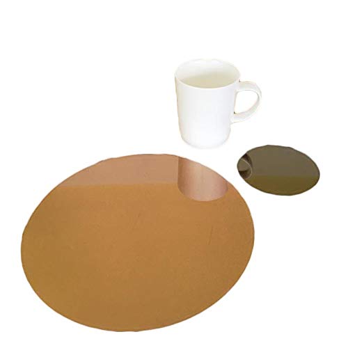 Premium Bronze Mirror Round Placemats and Coaster Set - 8 Placemats & 8 Coasters for Dining Table Decor - Elegant Home Entertaining & Dinner Party Essentials
