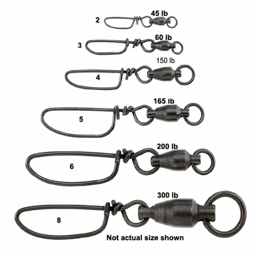 Premium Sampo Black Ball Bearing Snap Swivels - High Strength Fishing Connectors for Saltwater & Freshwater Angling - Ideal for Lures, Rigs and Tackle Box Organization