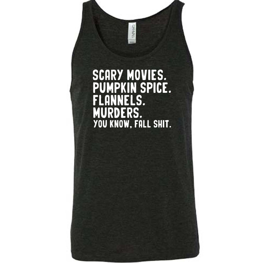 Unisex Fall Shirt - Scary Movies, Pumpkin Spice & Flannels Design | Perfect for Halloween, Autumn Outfits & Cozy Seasonal Style
