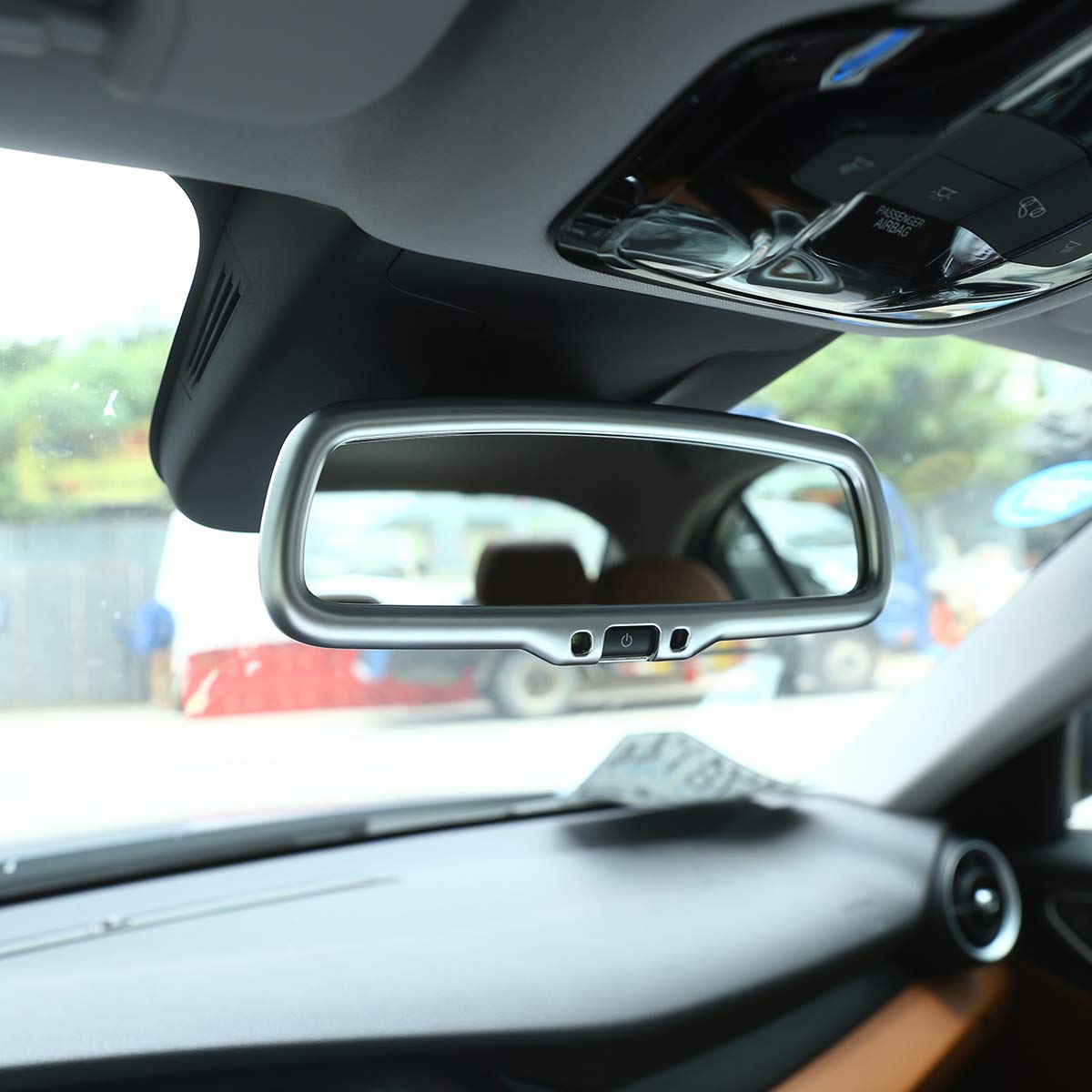 ABS Plastic Car Interior Rearview Mirror Frame Trim Accessories for Alfa Romeo Giulia & Stelvio 2016-2019 - Silver | Interior Upgrade & Customization | Perfect for Car Enthusiasts & DIY Projects