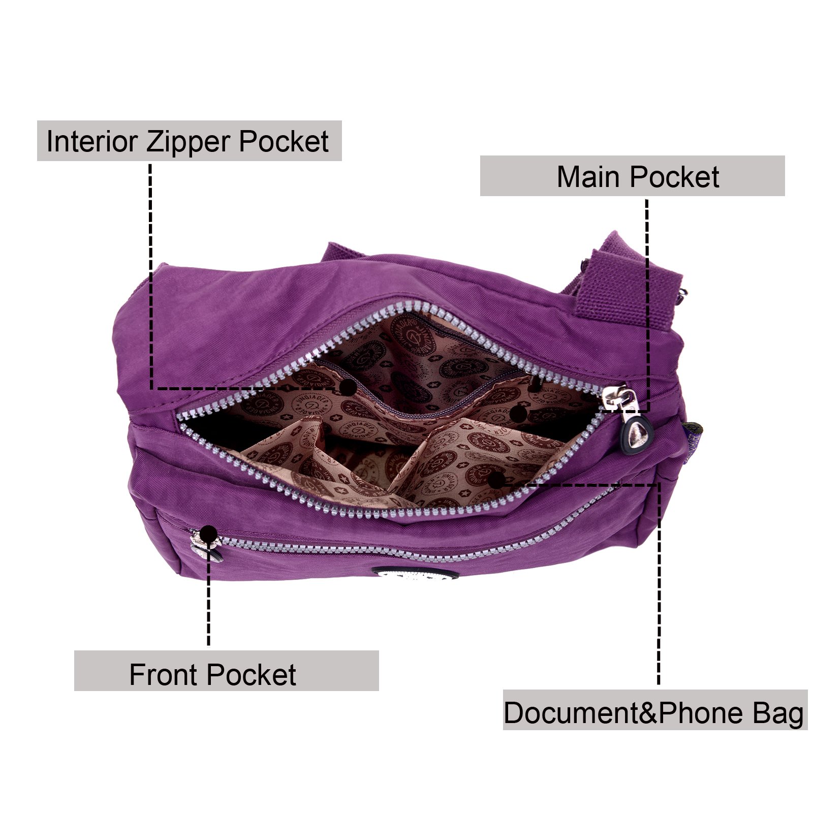 STUOYE Women's Nylon Crossbody Bag with Multiple Pockets - Lightweight Travel Shoulder Purse for Everyday Use, Commuting & Vacation Essentials