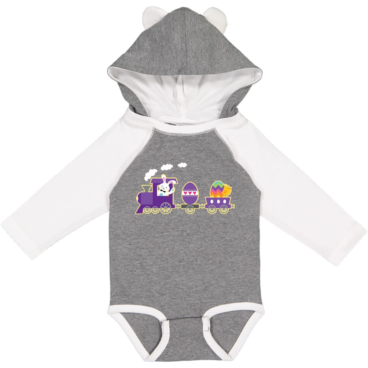 Inktastic Easter Bunny Rabbit Egg Train Long Sleeve Baby Bodysuit - Adorable Easter Outfit for Infants & Newborns | Perfect for Easter Photos, Family Gatherings & Spring Celebrations