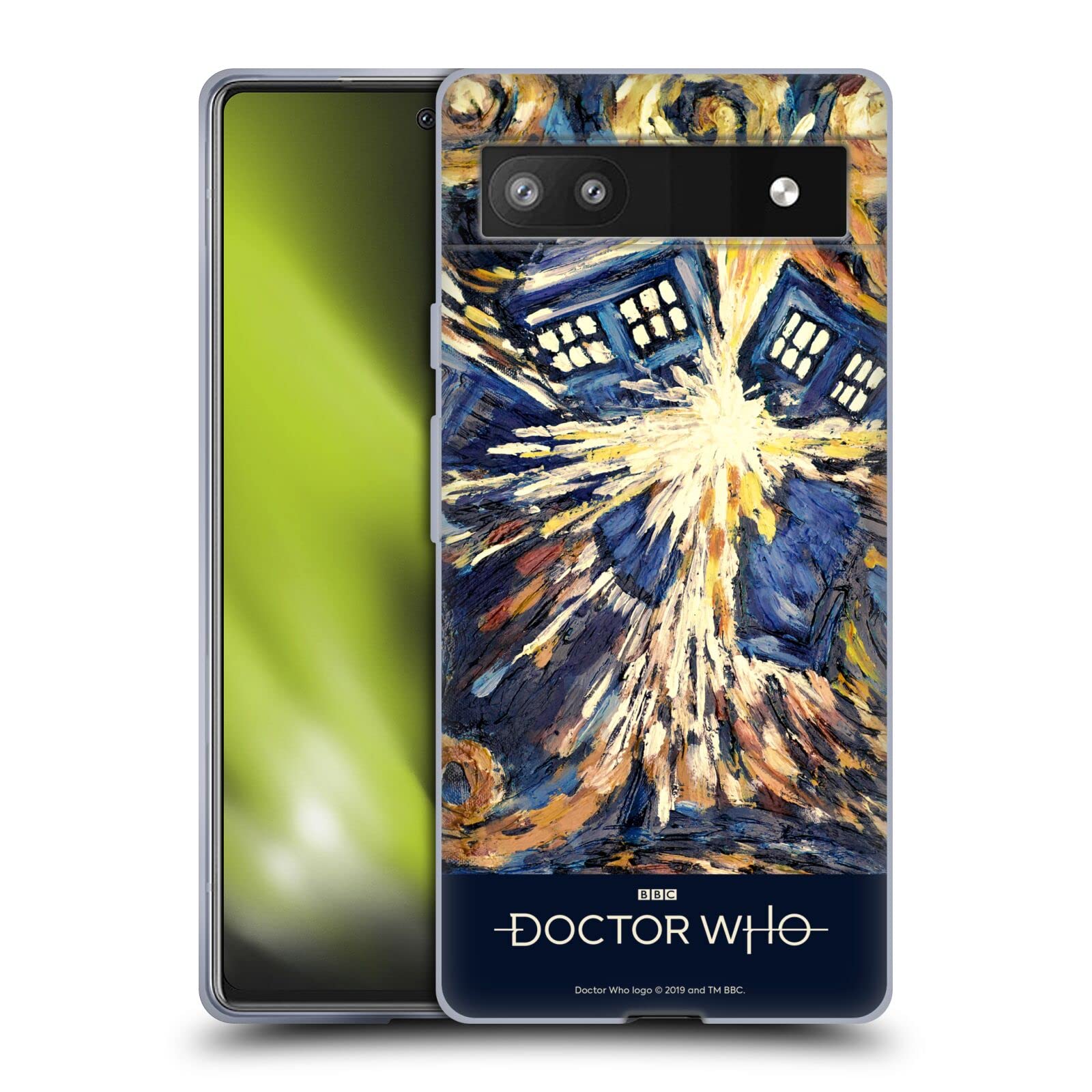 Head Case Designs Doctor Who Van Gogh Tardis Glitch Art Soft Gel Phone Case for Google Pixel 6a - Officially Licensed Sci-Fi Accessory for Fans & Collectors