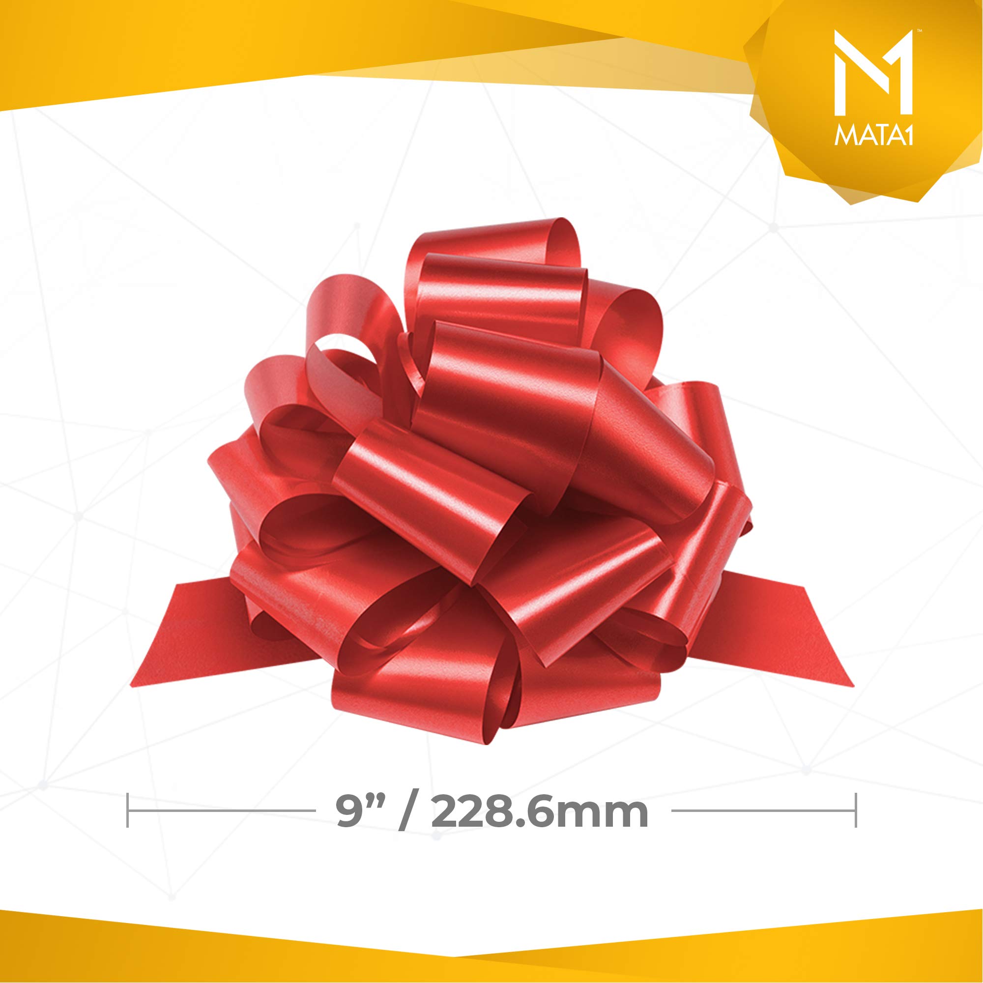 9 Inch Large Pull Bows for Gift Wrapping (Set of 6, Red) - Premium Ribbon Pull String Bows for Presents, Party Decorations & Holiday Packages