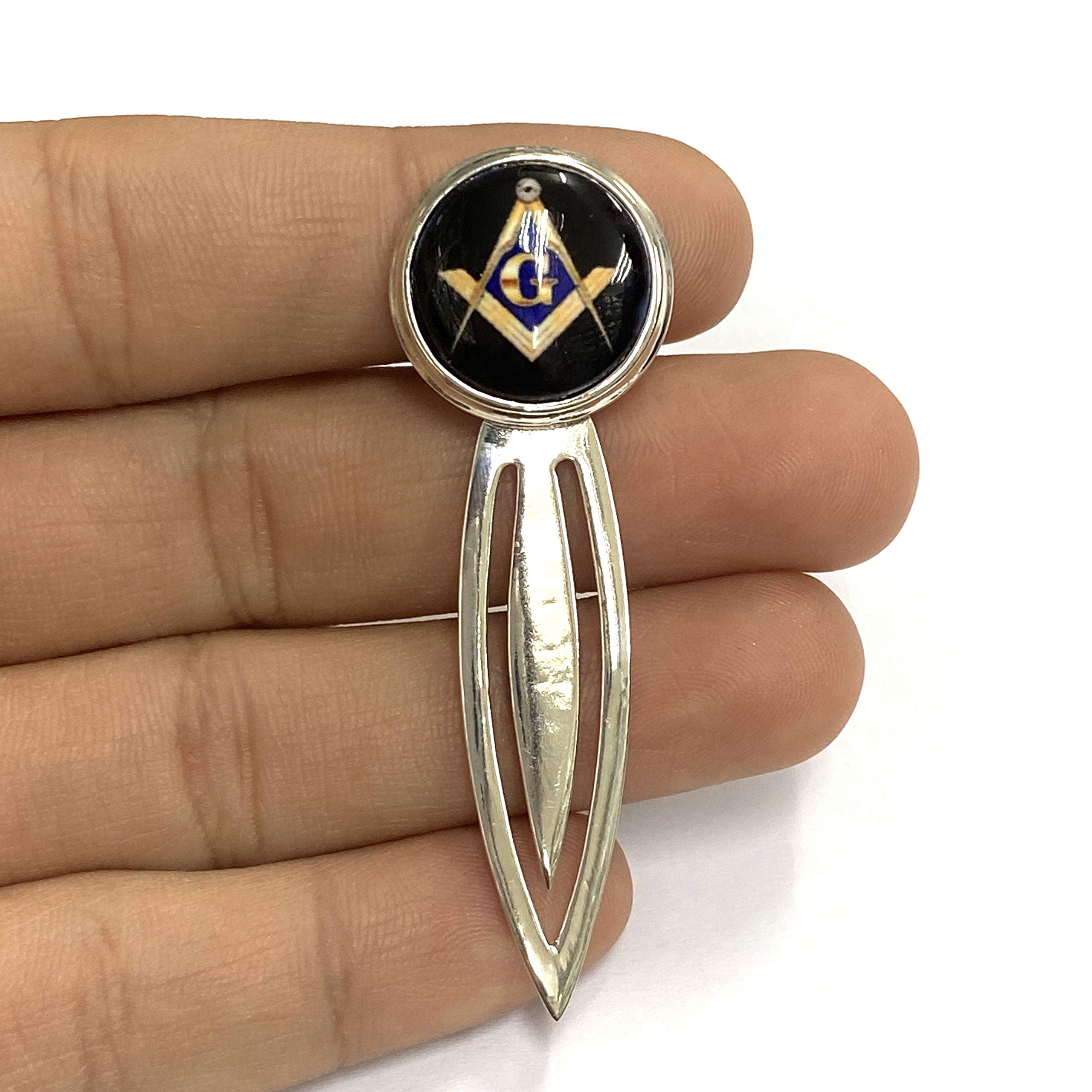 Victorian Style Enamel Freemasons Masonic Compass Bookmark Clip - 925 Sterling Silver Gift for Book Lovers, Collectors & Masons - Perfect for Reading, Gifting & Masonic Ceremonies