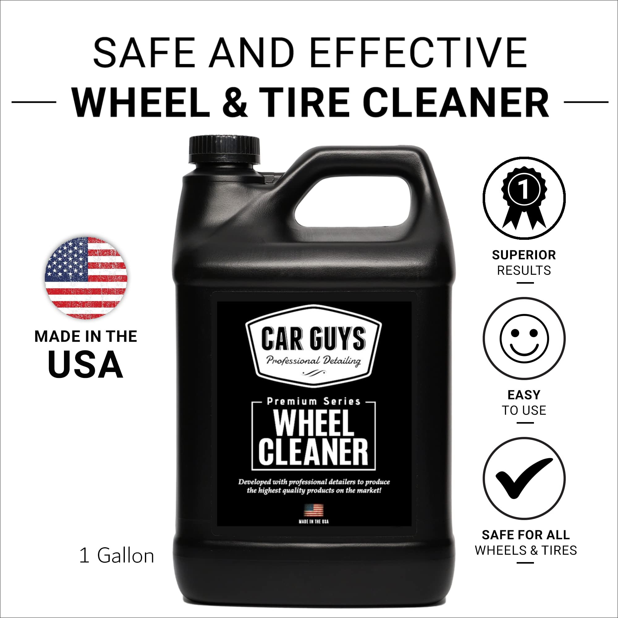 CAR GUYS Wheel Cleaner 1 Gallon Refill - Powerful Rim & Tire Cleaner | Safe Brake Dust Remover for All Vehicles | Ideal for Cars, Trucks, Motorcycles & RVs | Perfect for Home Garage & Professional Auto Detailing