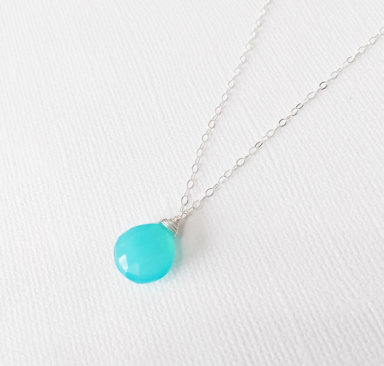 Aqua Chalcedony Necklace Kaipo (N111) - Elegant Jewelry for Women, Perfect for Weddings, Parties & Everyday Wear