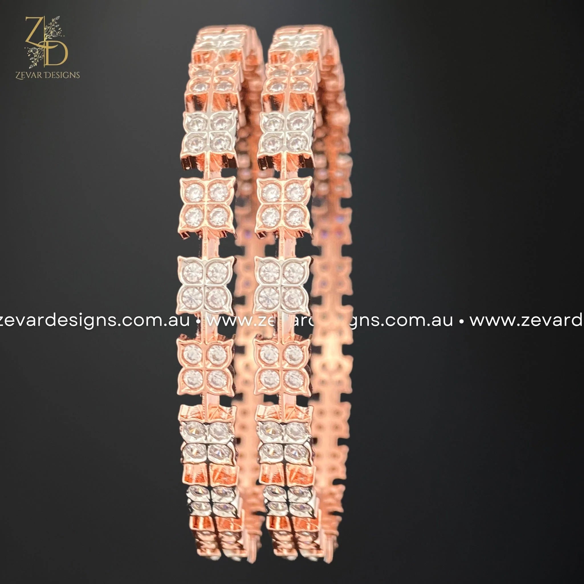 Rose Gold AD/Zircon Bangles for Women - Elegant Fashion Jewelry for Parties, Weddings & Everyday Wear