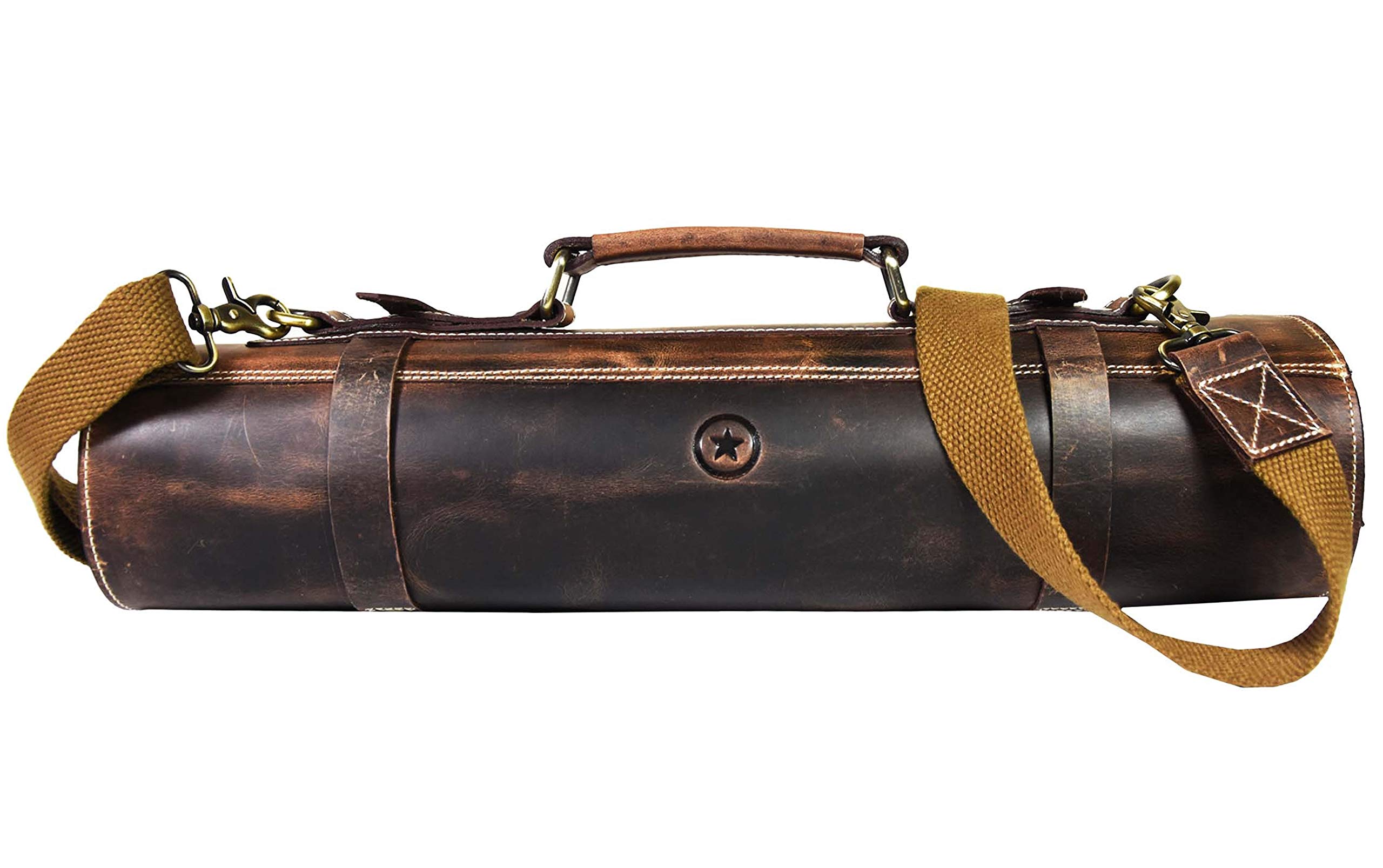 Premium Leather Knife Roll Storage Bag - Expandable 10-Pocket Chef Knife Organizer with Adjustable Shoulder Strap | Portable & Travel-Friendly Knife Case for Professional Chefs & Cooking Enthusiasts | Perfect for Kitchen, Culinary School & Outdoor Cooking