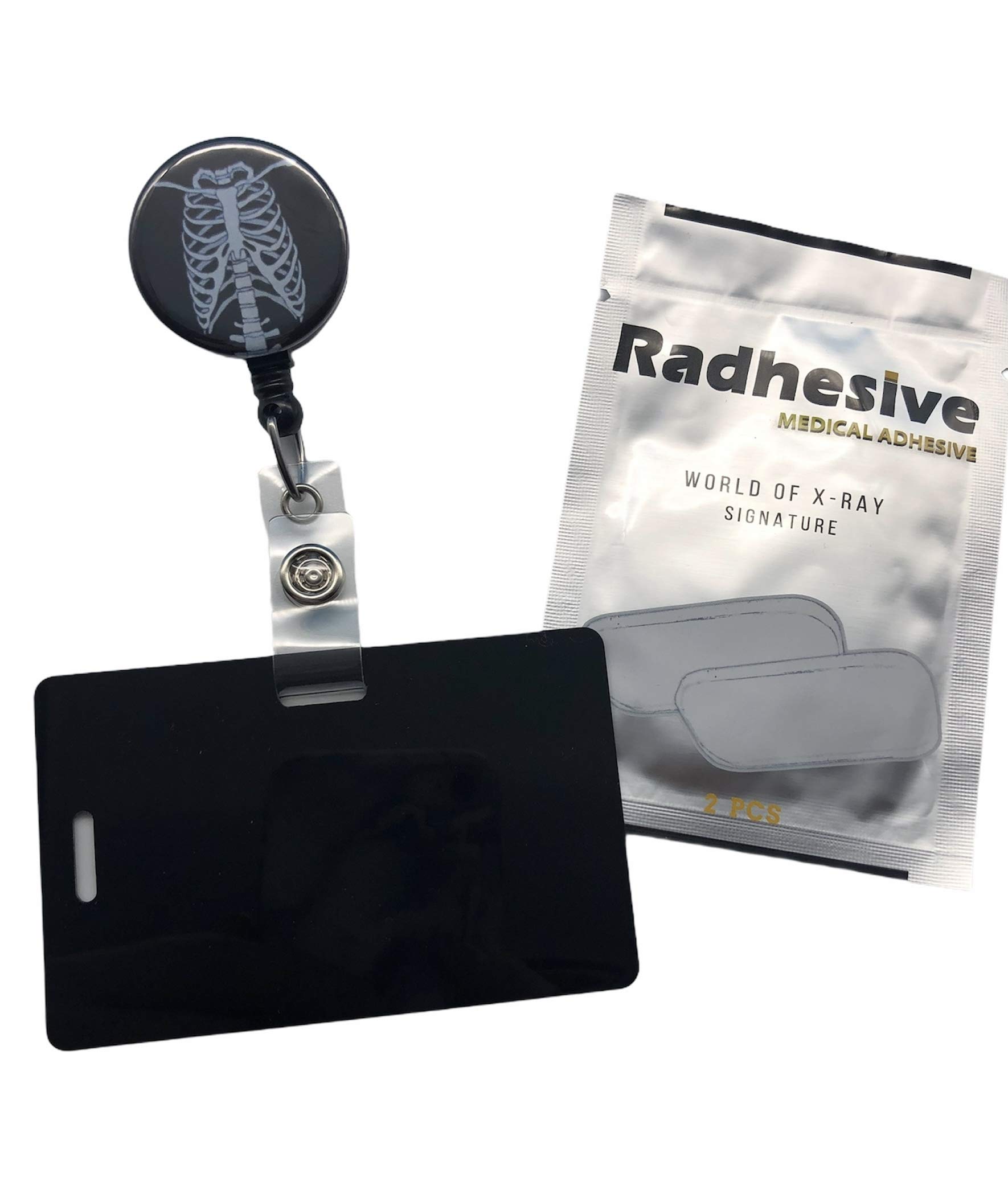 Xray Tech Bundle - Radhesive Retractable Badge Reel with Marker Holder | Skeleton & Torso Anatomy Chest | Perfect for Radiology Technicians & Medical Students