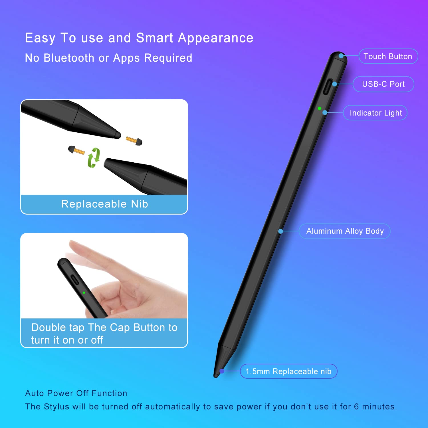Premium Stylus Pen for Apple iPad (2018-2023 Models) - Compatible with iPad Pro 11/12.9