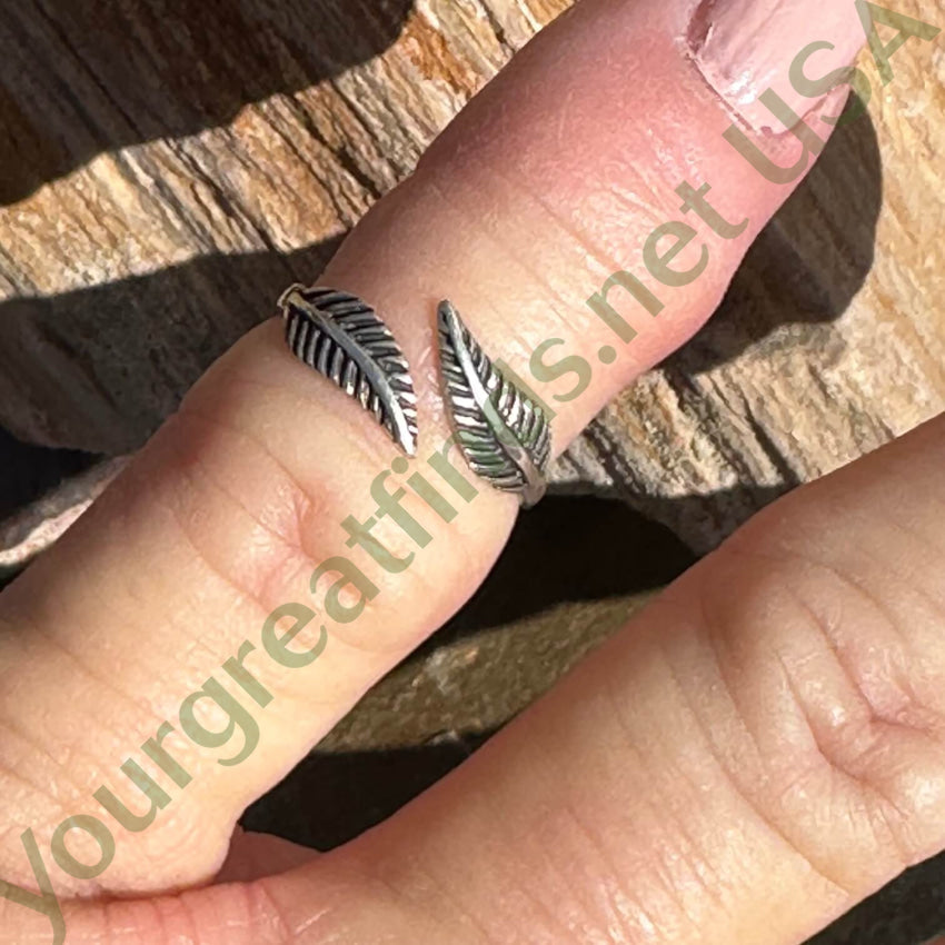Tiny Child's Sterling Silver Double Feather Ring 2.5 - Dainty Adjustable Kids Jewelry for Special Occasions & Gifts