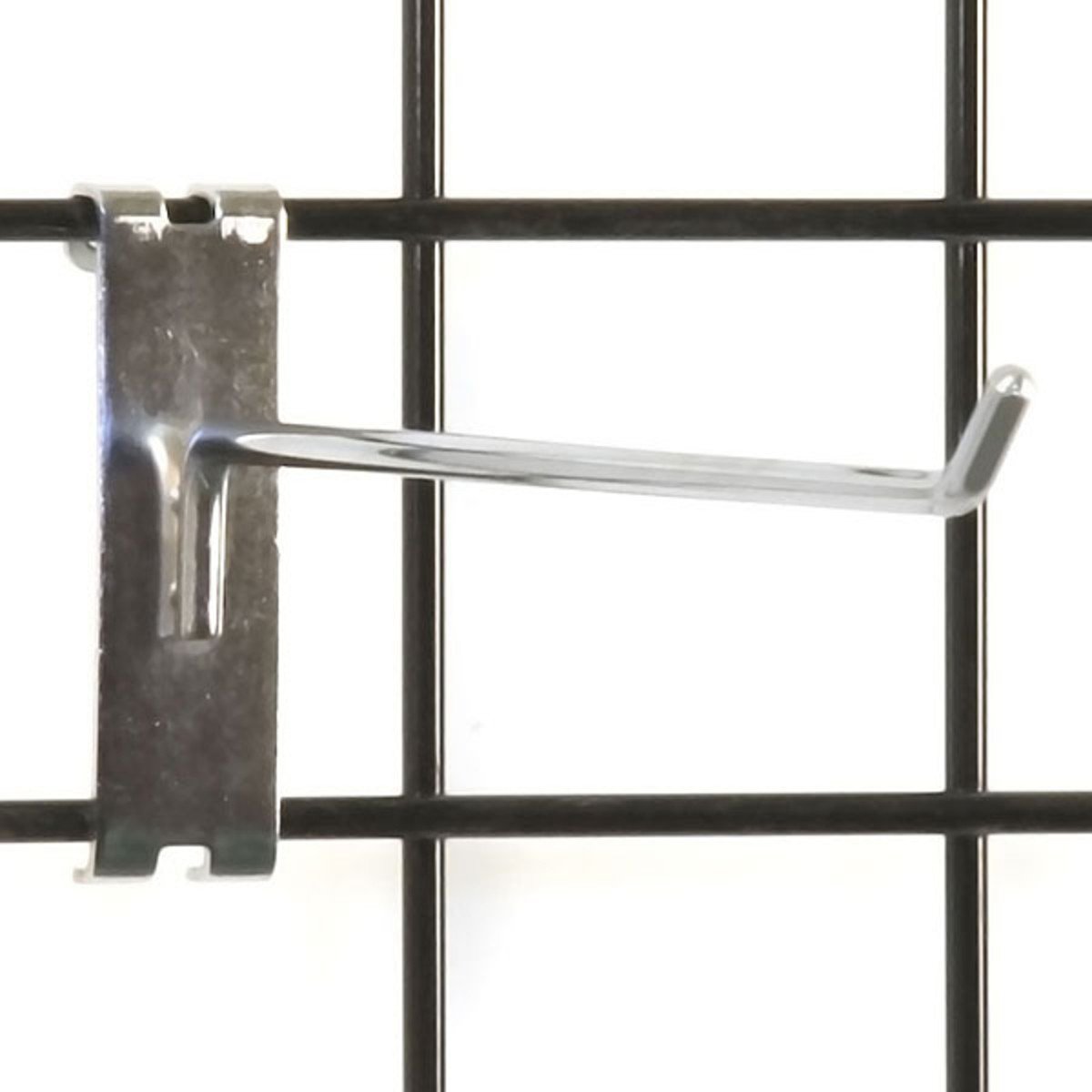 10 Pack Chrome Gridwall Hooks - Heavy Duty Retail Display Hooks for Clothing, Accessories & Merchandise - Perfect for Stores, Boutiques & Trade Shows (100/Carton)