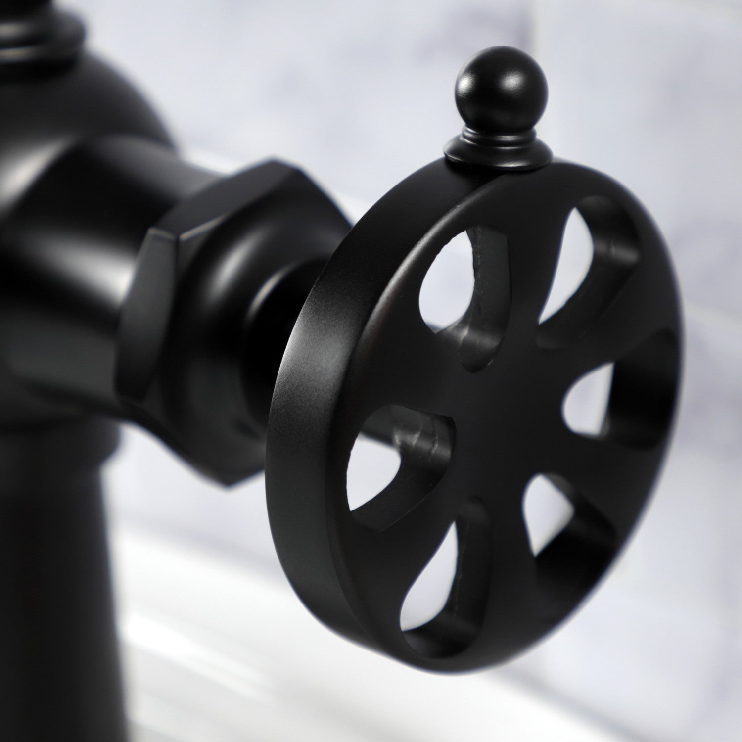 Belknap KS3540RX Single Handle 1-Hole Bathroom Sink Faucet with Push Pop-Up Drain - Matte Black Finish for Modern Vanities & Powder Rooms