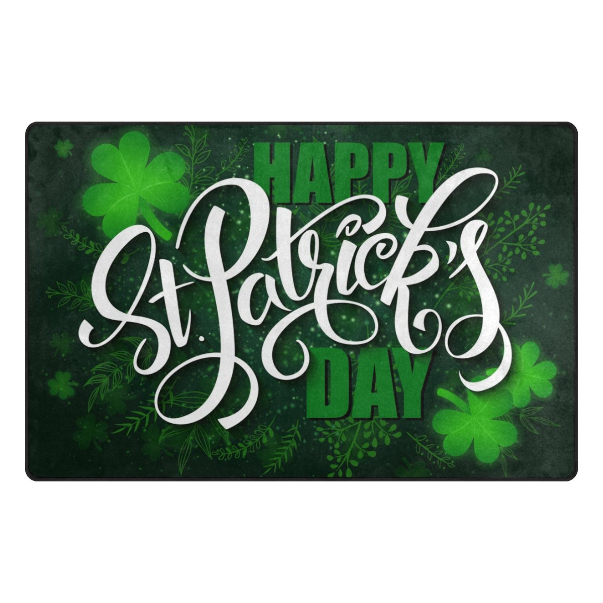 ALAZA St. Patrick's Day Green Clover Printed Area Rug 20x31 Inch - Non-Slip Lightweight Foam Door Mat for Living Room, Bedroom, Kitchen & Bathroom Decor | Perfect for Holiday Home Decor & Irish-Themed Parties