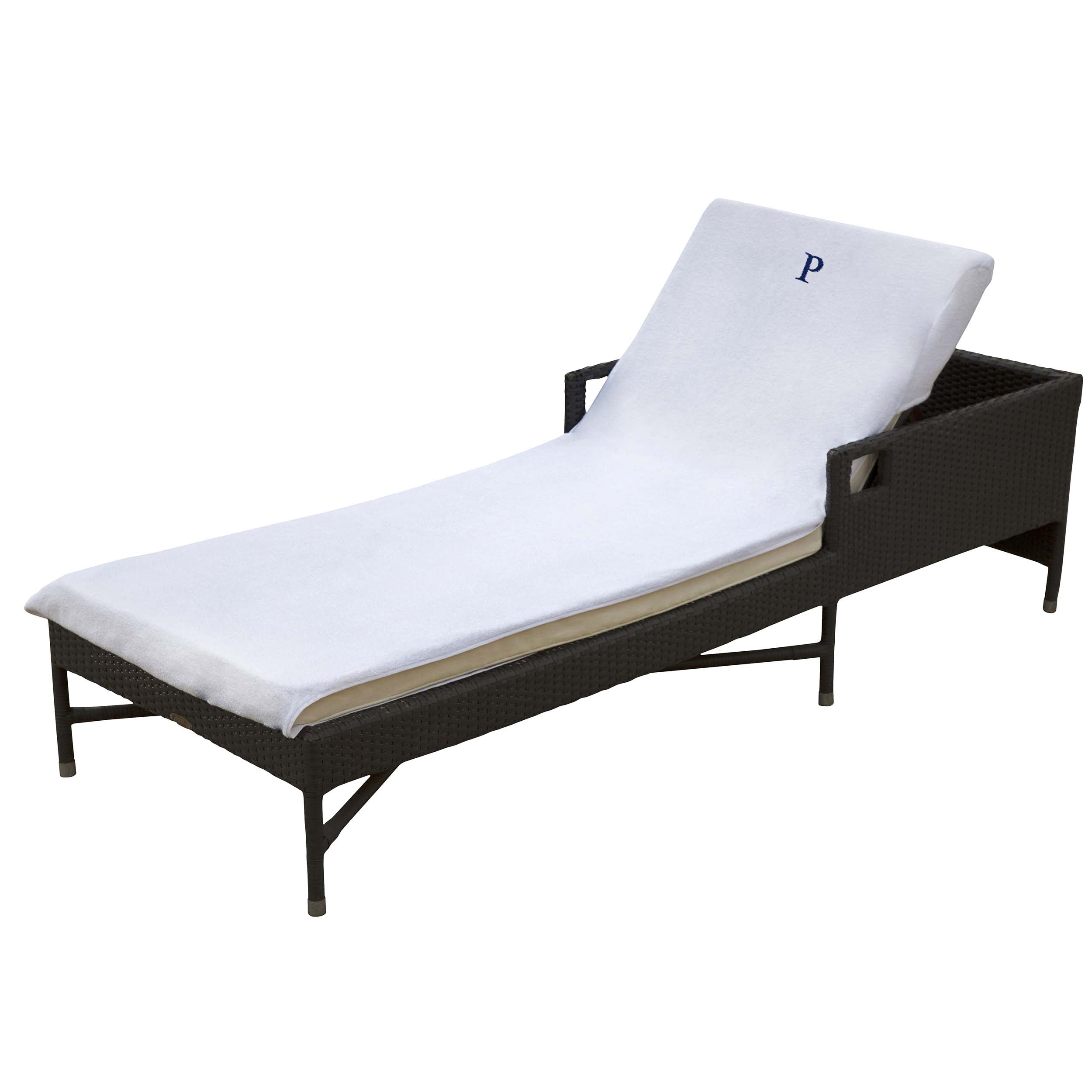 Custom Monogrammed Cotton Terry Chaise Lounge Slipcover - Waterproof Outdoor Patio Furniture Cover for Poolside, Garden & Deck Protection