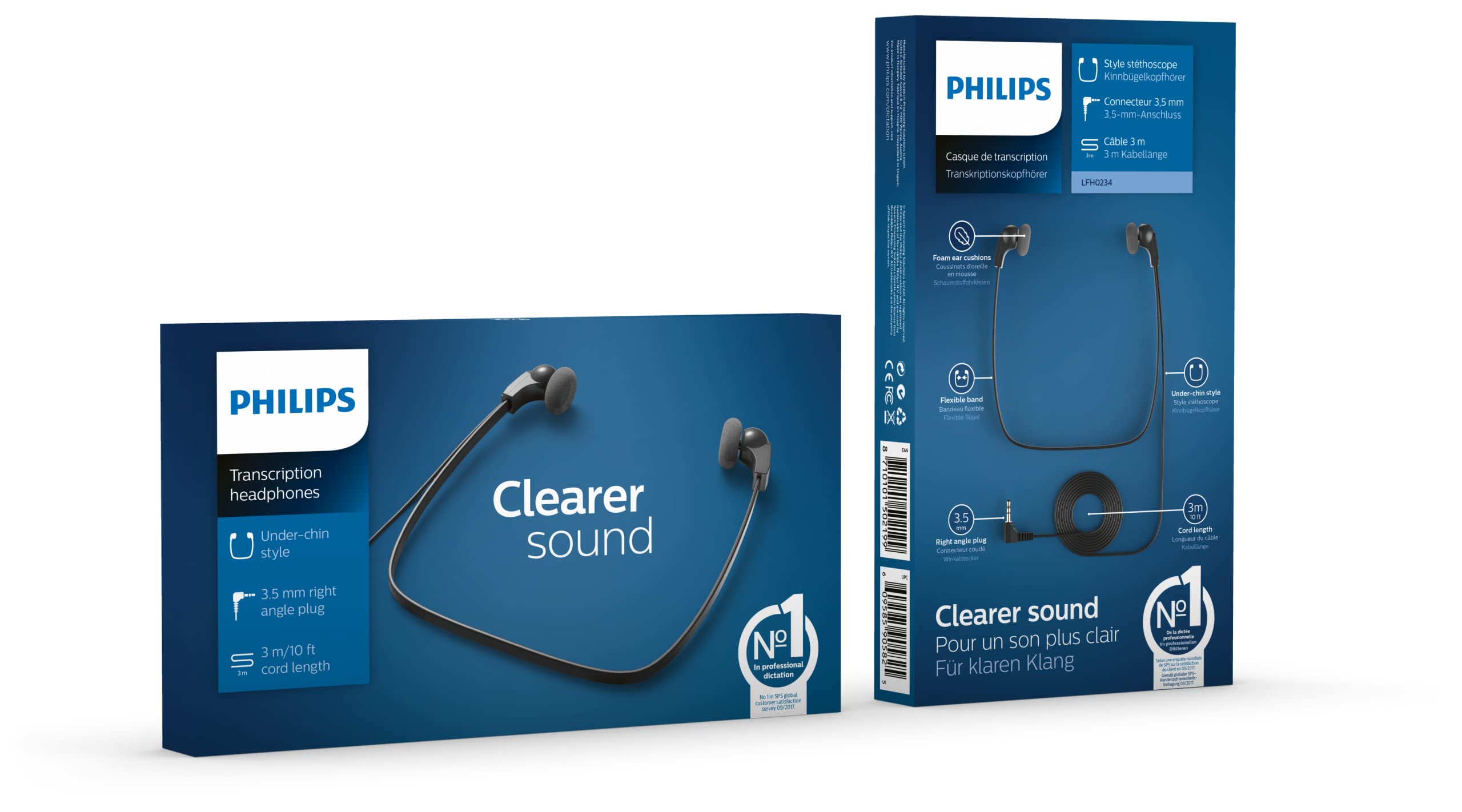 Philips LFH334/234 Professional Headphones for Desktop Dictation - Noise-Canceling Office Headset with Clear Mic for Transcription, Call Centers & Remote Work