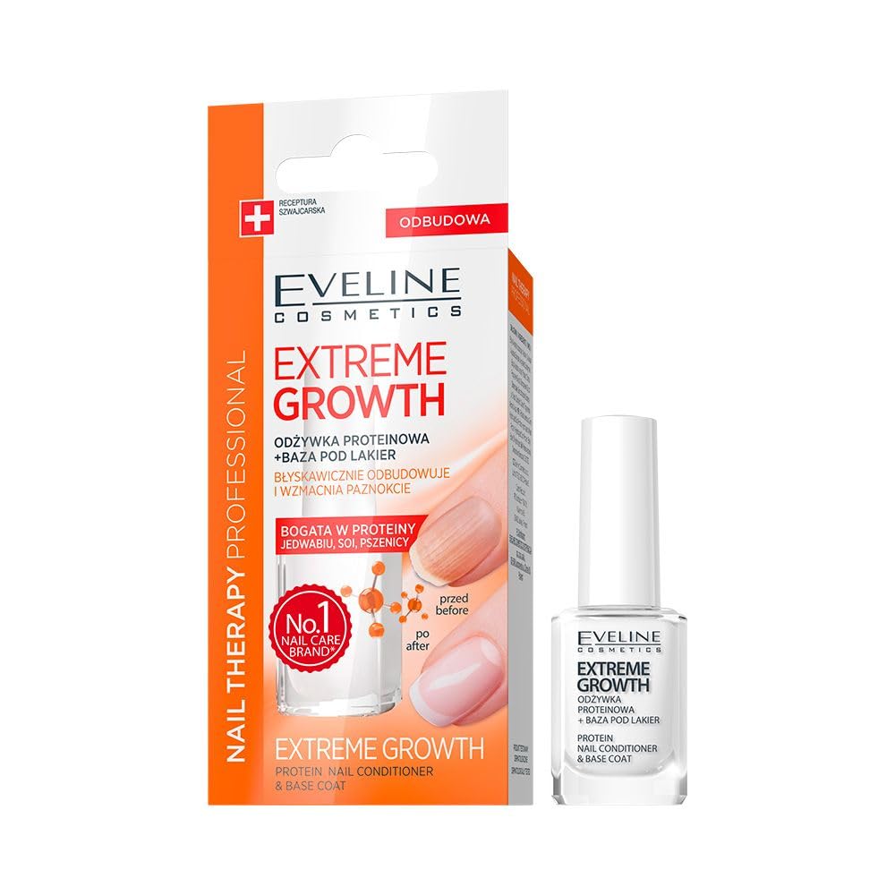 Nail Therapy Extreme Growth Protein Nail Conditioner & Base Coat - Strengthens & Promotes Healthy Nail Growth for Manicures & At-Home Nail Care