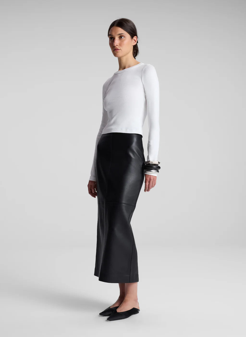 Ari Cotton Rib Long Sleeve T-Shirt for Women - Soft Breathable White Tee - Perfect for Casual Wear, Layering & Everyday Comfort
