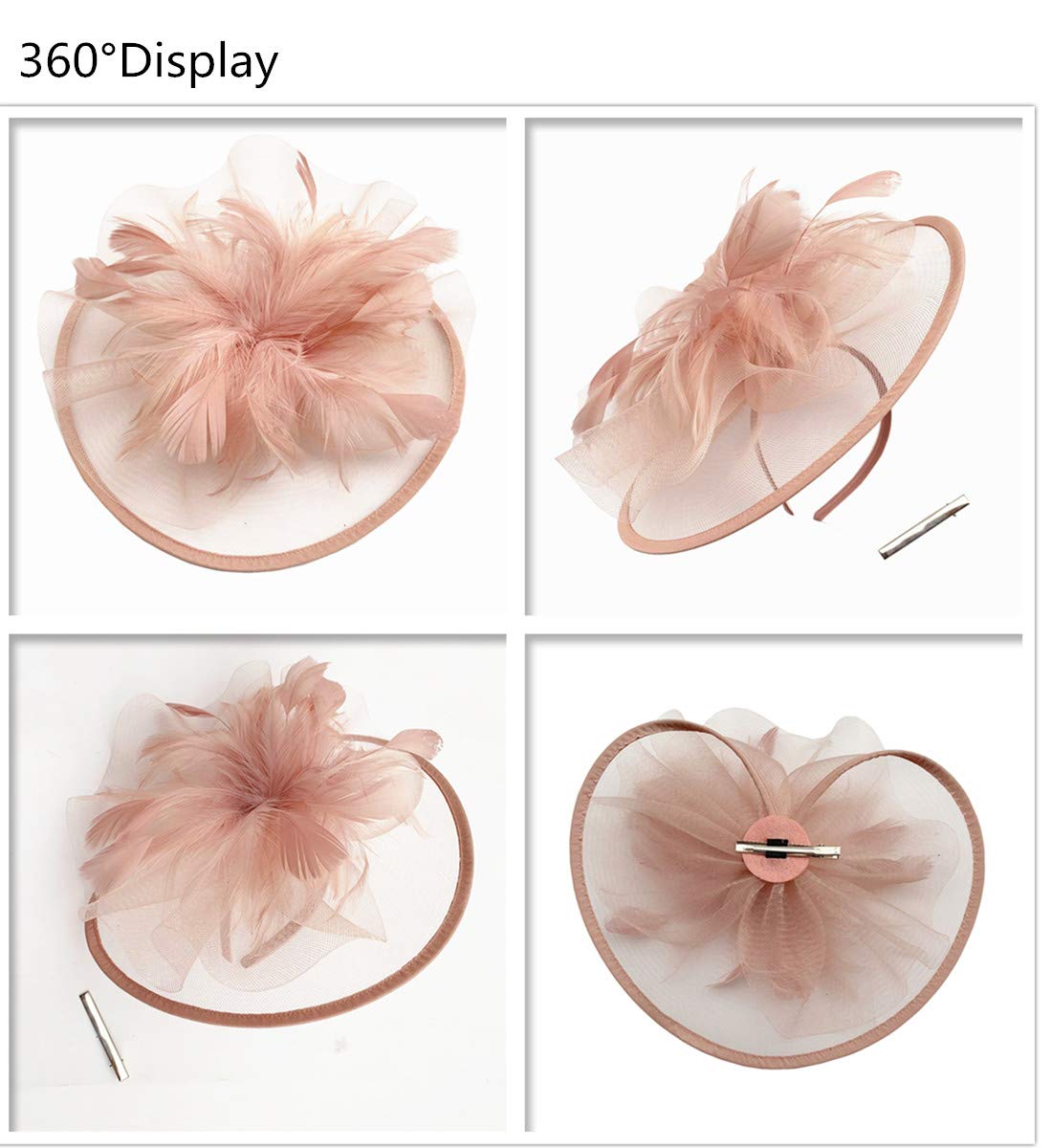 SAFERIN Women's Fascinators Feathers Tea Party Hat - Elegant Veil Headband with Hair Clip for Cocktail, Church, Weddings & Special Occasions | Perfect for Garden Parties, Royal Events & Formal Gatherings