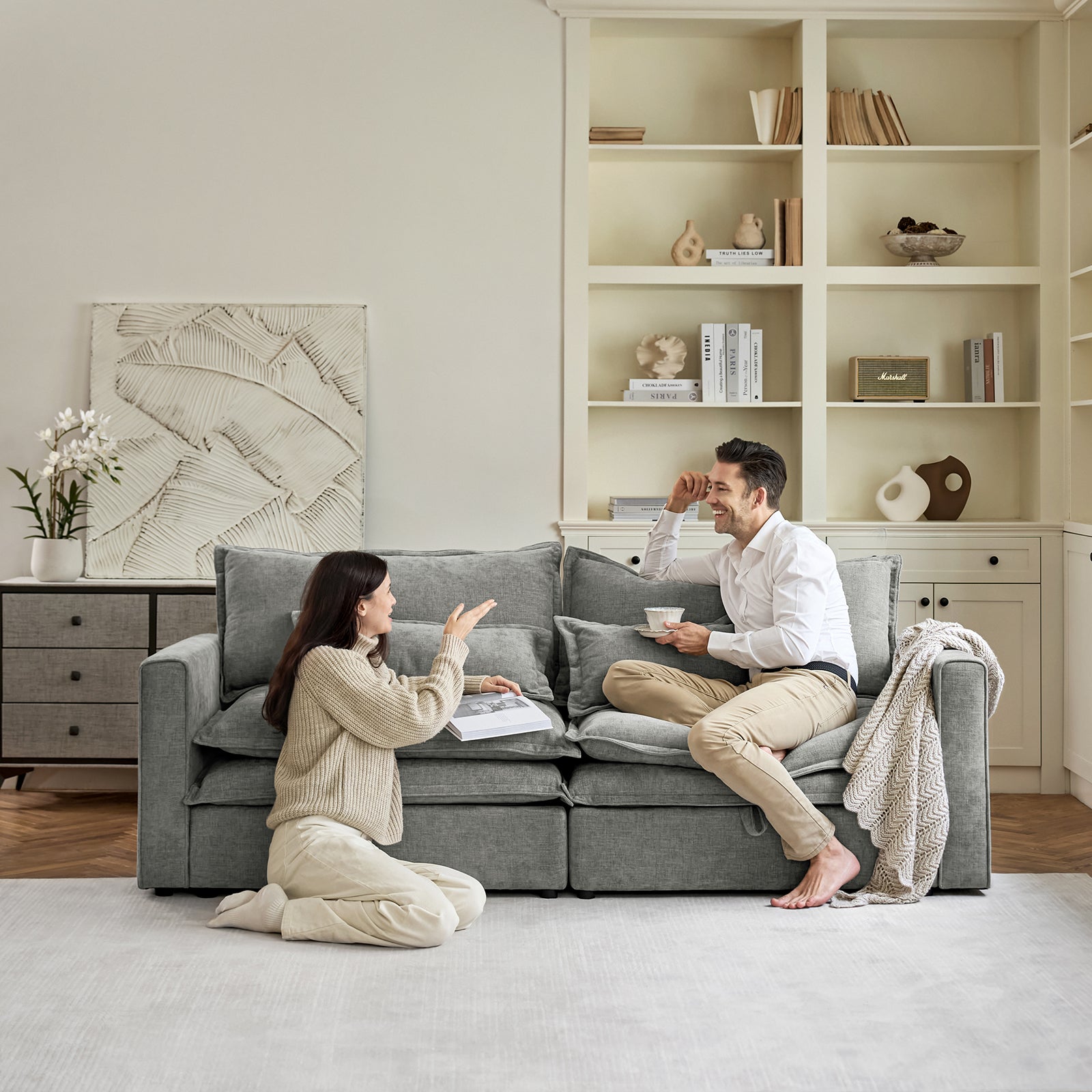 Comfortable Storage Sofa with Dual Layer Cushions & Wide Armrests - Perfect for Living Room, Bedroom, and Small Space Relaxation
