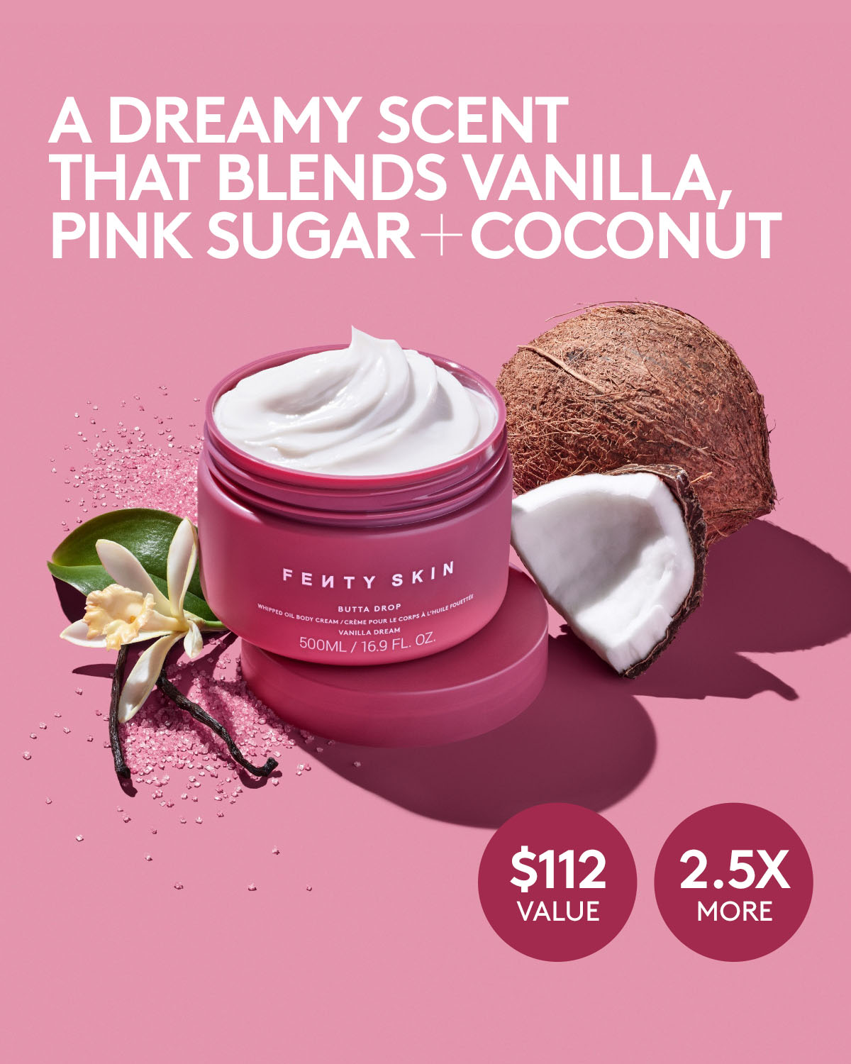 Jumbo Butta Drop Whipped Body Cream with Tropical Oils & Shea Butter - Vanilla Dream | Ultra Hydrating Moisturizer for Dry Skin | Perfect for Daily Use & Spa Nights