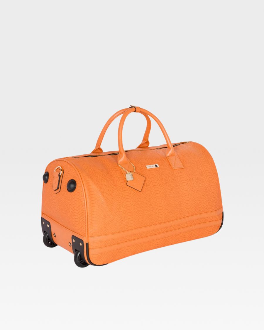 Apollo 1 Rolling Duffle Bag - Orange Expandable Luggage for Travel, Gym & Sports | Perfect for Airplane Carry-On, Weekend Getaways & Workout Gear Storage