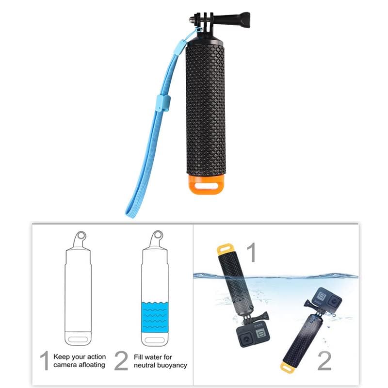 Waterproof Floating Hand Grip Selfie Stick with Monopod Handle - Compatible with GoPro Hero 10/9/8/7, Session, Fusion, Max, AKASO, SJCAM & DJI Osmo Action Cameras - Perfect for Water Sports, Vlogging & Outdoor Adventures (Orange)