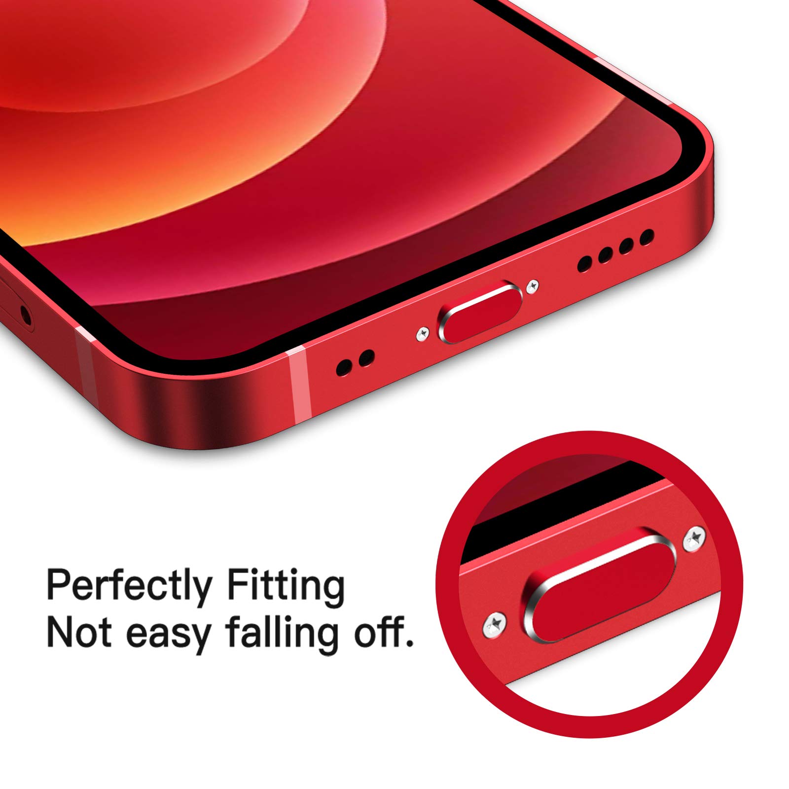 2 Pack Anti Dust Plugs for iPhone 13 Pro Max/14/12 Mini/11/XS/XR/X/8 Plus/SE 2020/2022 & iPad Mini/Air - 8 Pin Charging Port Covers with Mini Storage Box (Red) - Protect Your Device from Dust & Debris While Traveling or Storing