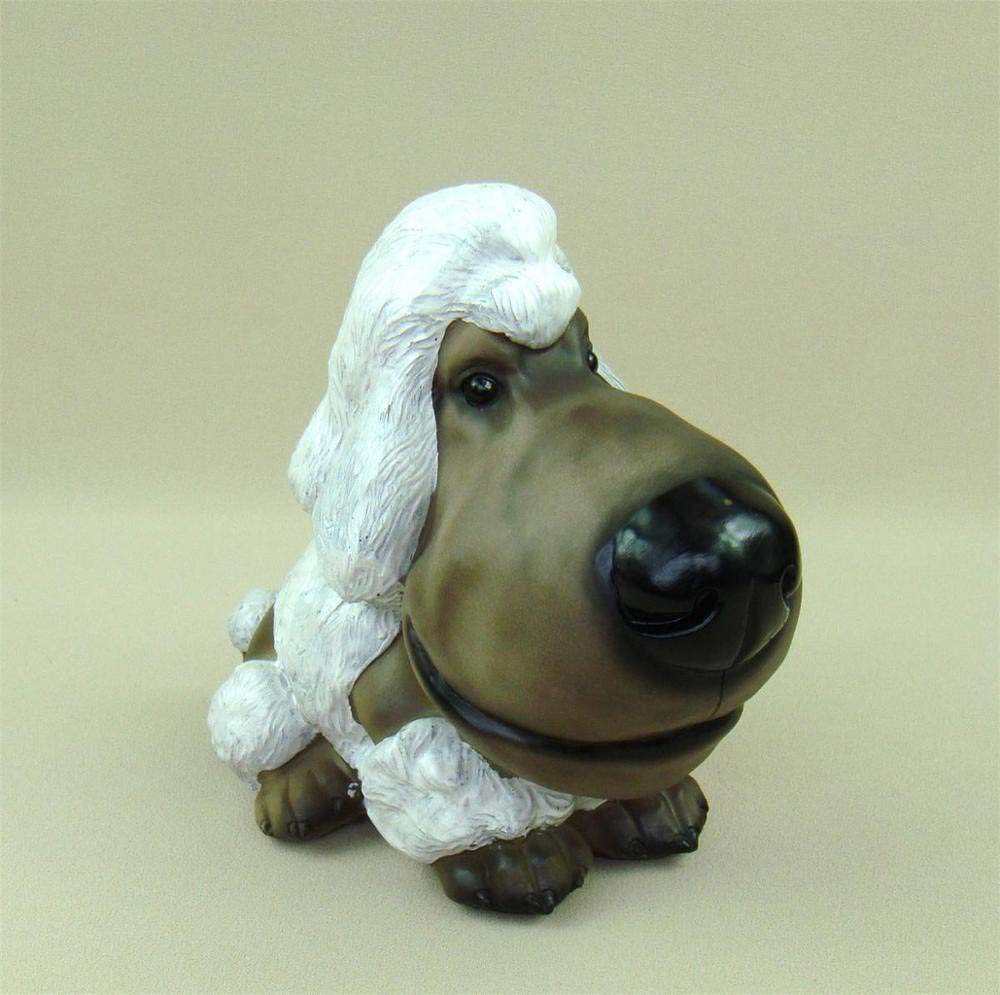 Handmade Abstract Cartoon Pet Dog Statue Sculpture - Modern Animal Art Decor for Home, Office & Gift - Brown & White Home Decor for Living Room, Bedroom, Birthday Present