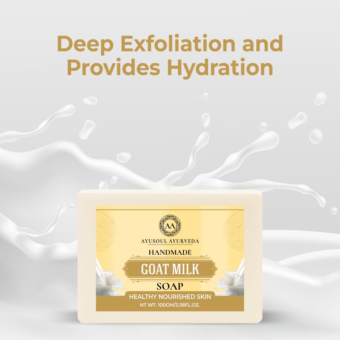 **Ayusoul Ayurveda 100% Organic Handmade Herbal Goat Milk Soap with Essential Oils | pH Balancing, Exfoliating & Hydrating | Sulfate & Paraben Free | For Men & Women - Pack of 4 (4x100g) | Perfect for Sensitive Skin, Daily Cleansing & Aromatherapy**