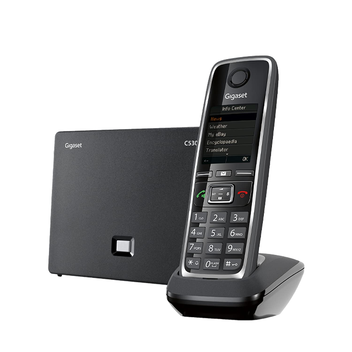 Gigaset C530 IP Cordless VoIP Phone - Large TFT Color Display | German-Made Business & Home Phone | Supports Landline & IP Calling (Black, Single Pack) - Perfect for Small Offices, Remote Work & Home Use
