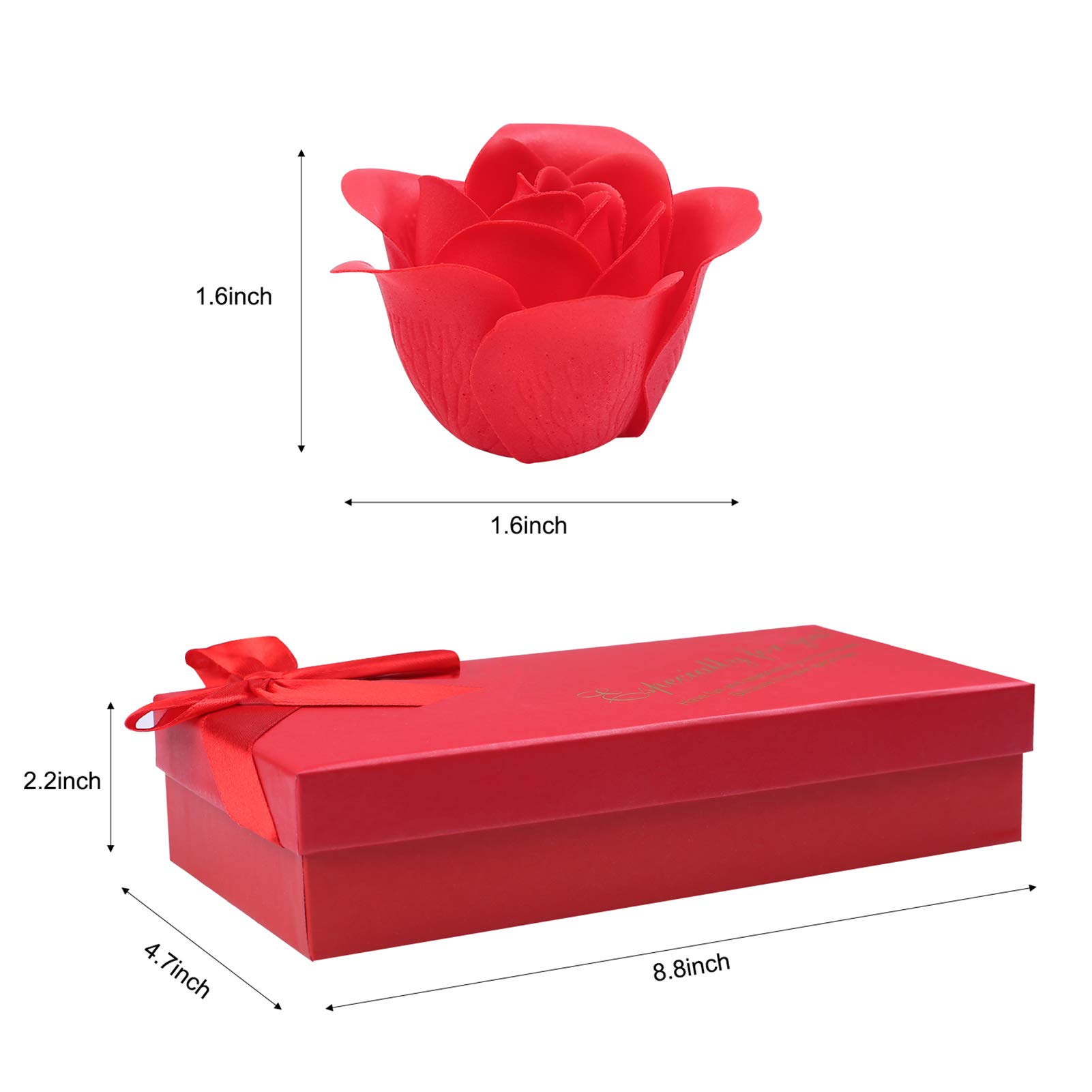 Rotumaty 18 PCS Floral Scented Bath Soap with Rose Petals & Essential Oils - Luxury Rose Soap Gift Set for Women, Girls, Mom - Perfect for Birthdays, Valentine's Day & Christmas (Red) | Relaxing Bath Time, Spa Day at Home, Romantic Gift Idea