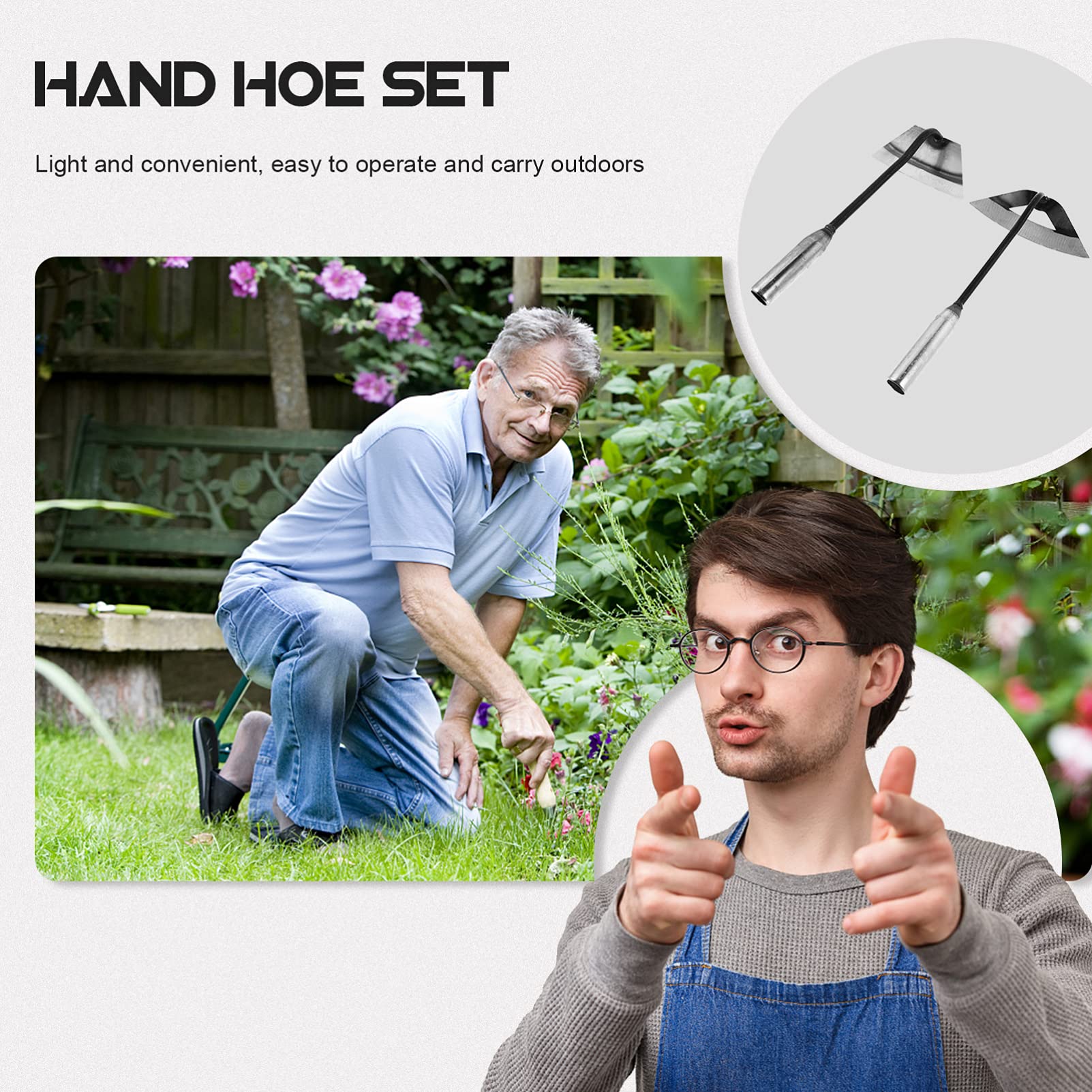 Yardwe 2-Piece Garden Tool Set - Japanese Weeding Sickle & Handheld Plowing Hoe for Efficient Gardening & Farming | Durable Hand Tools for Weeding, Tilling & Soil Cultivation | Perfect for Home Gardens, Farms & Agricultural Use