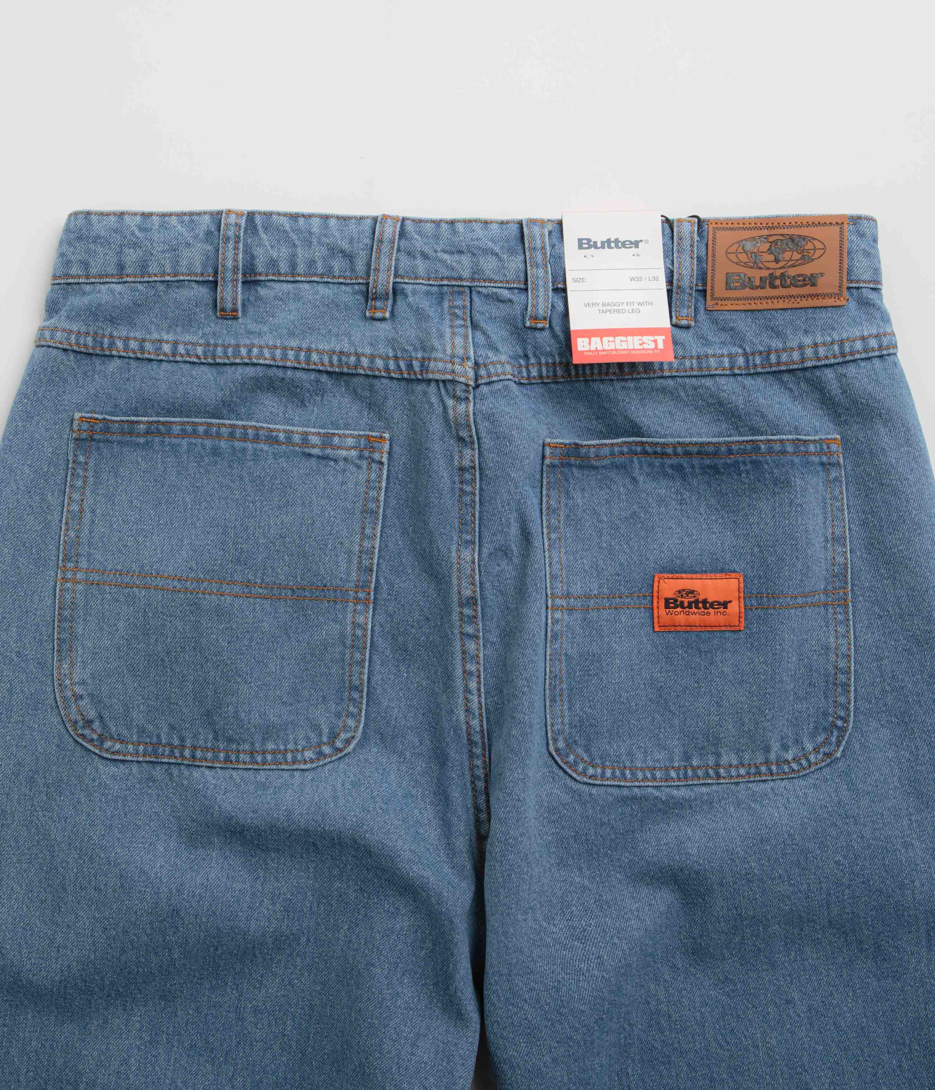Butter Goods Santosuosso Washed Indigo Denim Pants for Men - Vintage Style Straight Leg Jeans for Casual Wear and Street Fashion