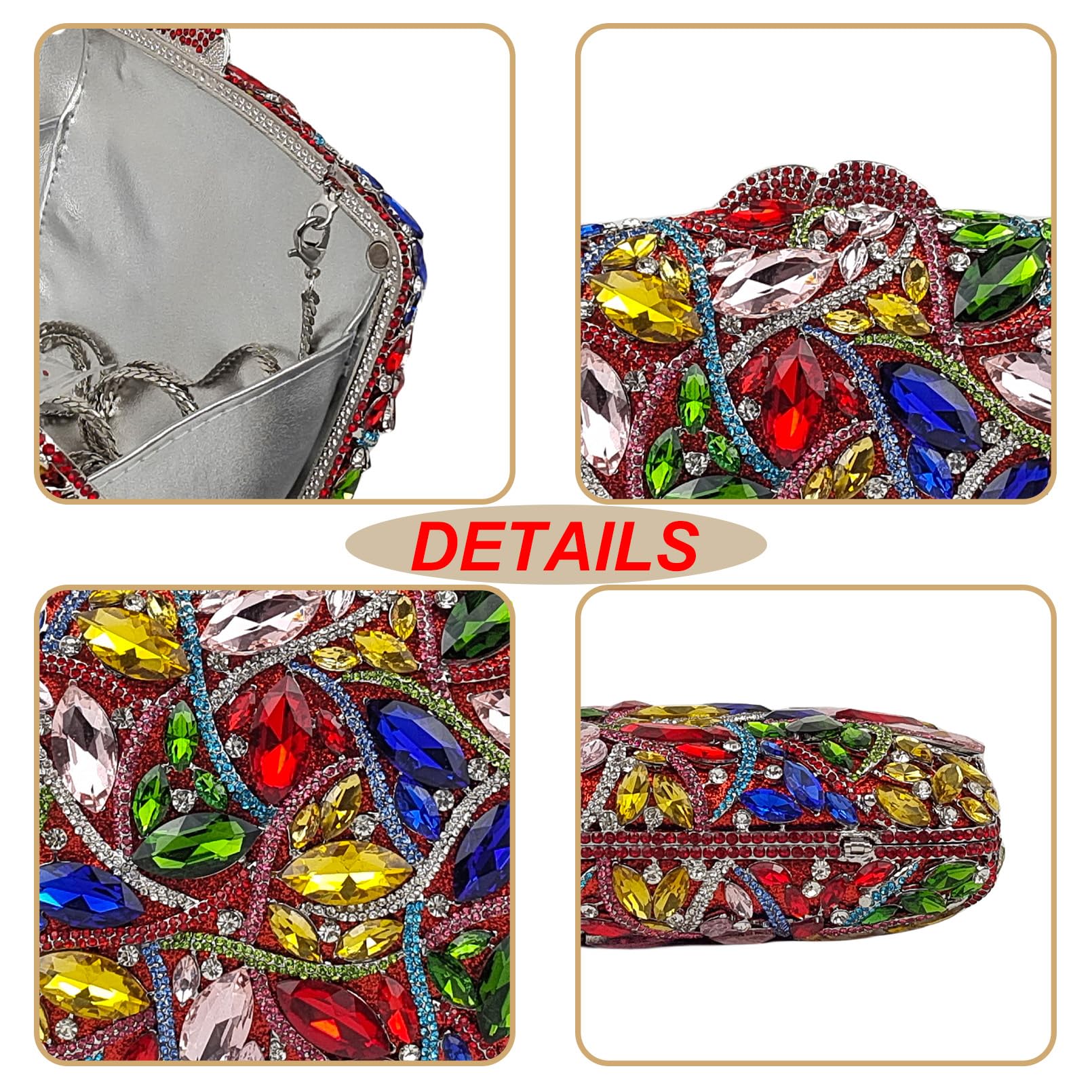 Sparkling Crystal Clutch Purse for Women - Elegant Wedding Party Prom Evening Bag with Colorful Rhinestones | Perfect for Formal Events, Date Nights & Special Occasions