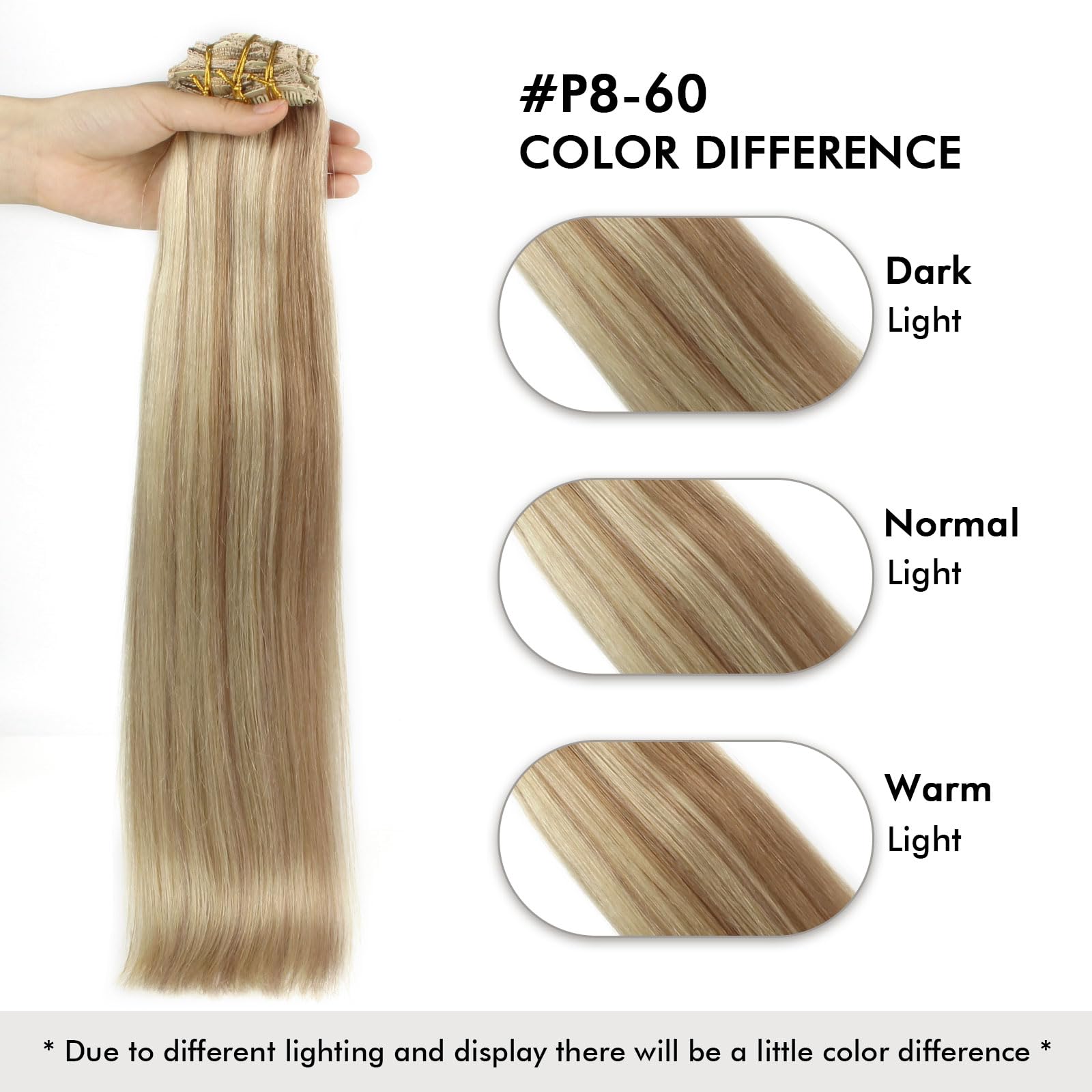 9A Grade Remy Human Hair Clip-In Extensions 22 Inch - Piano Ash Brown to Platinum Blonde Ombre, Double Weft 140g 7pcs 18 Clips | Natural Looking Hair Extensions for Volume & Length | Perfect for Daily Wear, Parties & Special Occasions