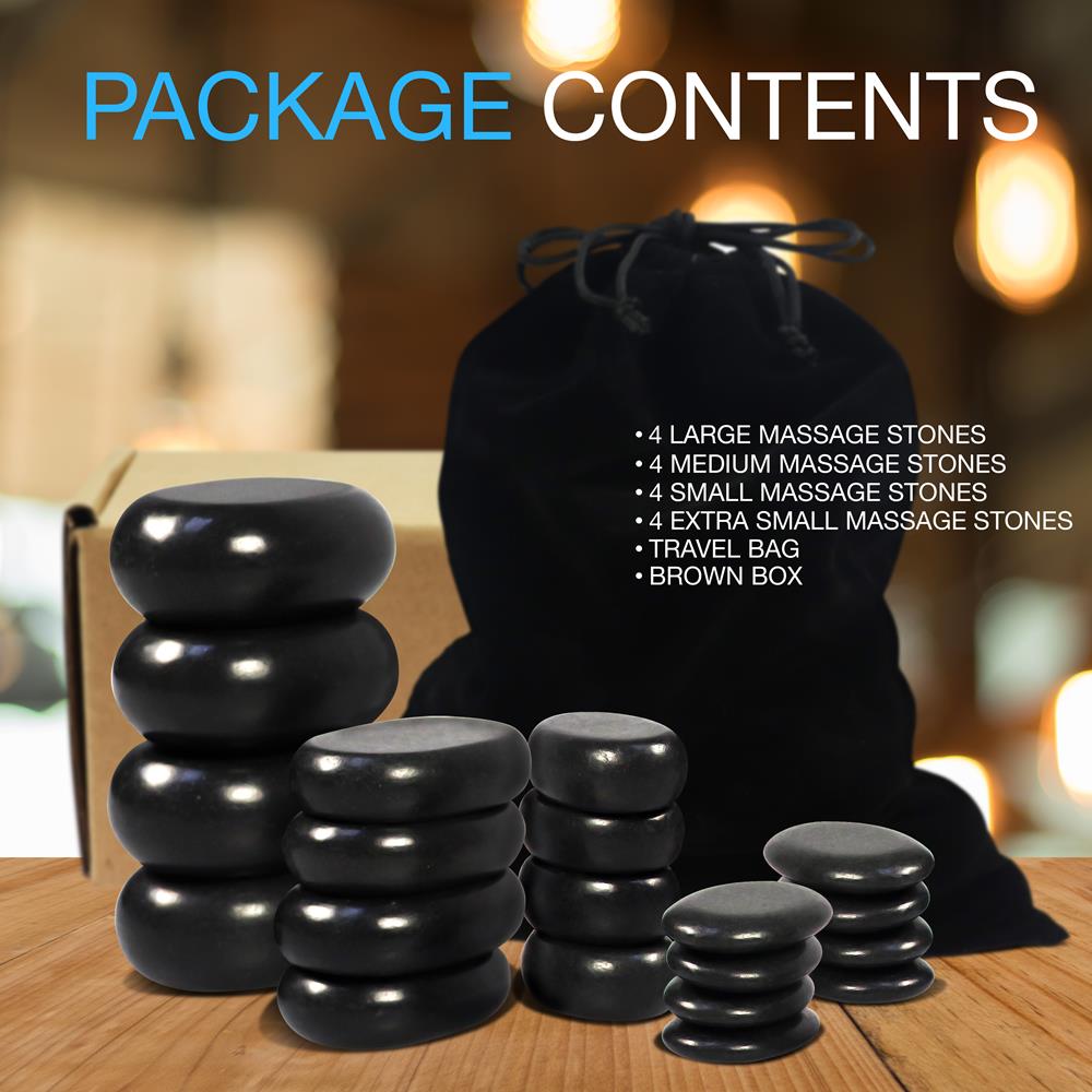 Premium Hot Massage Stones Set - Natural Basalt Stones for Relaxation & Spa Therapy - Perfect for Deep Tissue Massage, Stress Relief & Home Spa Use
